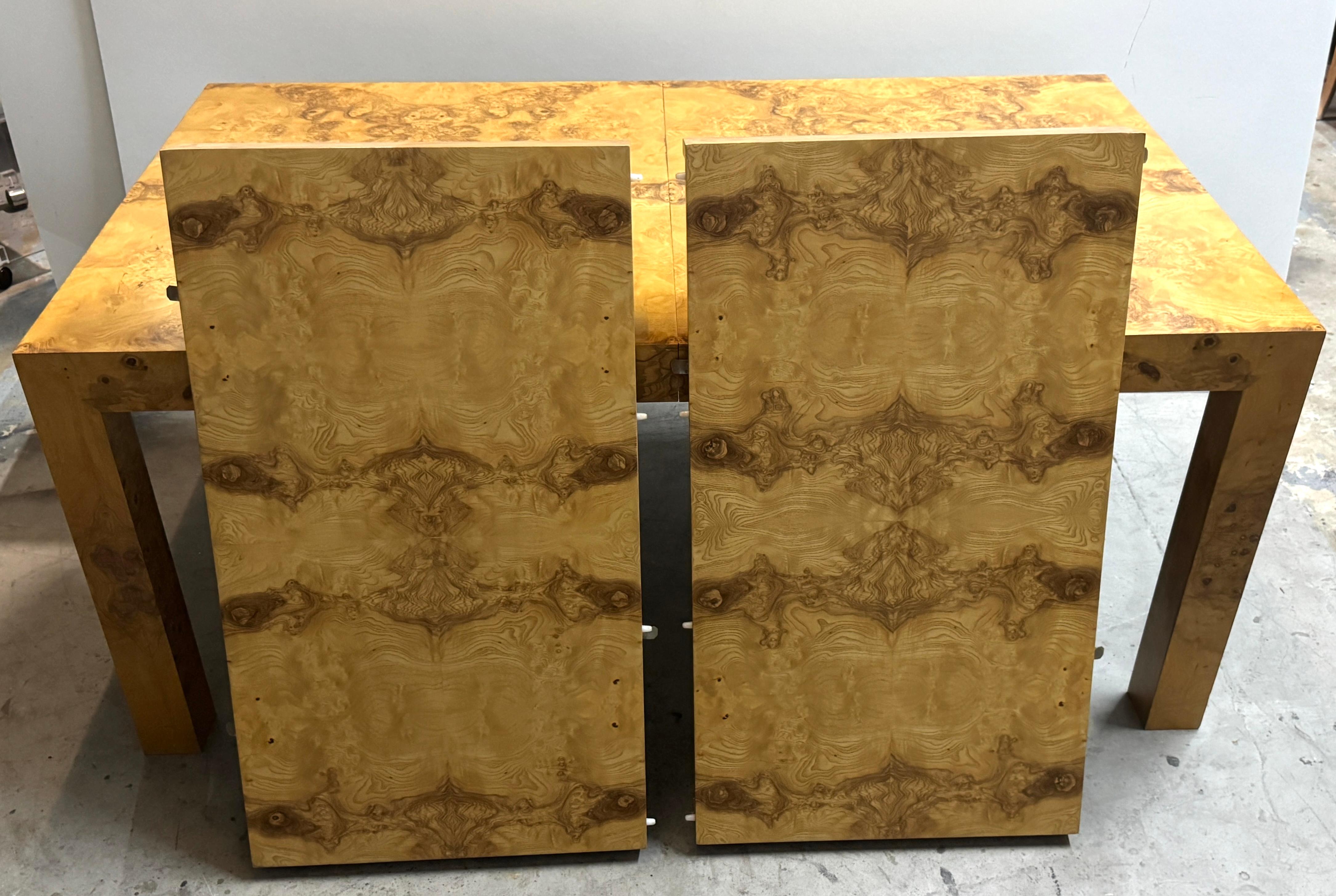 Milo Baughman para Thayer Coggin Mesa de comedor extensible Parsons de madera de arce, 2 hojas en venta 9