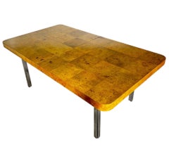 Milo Baughman for Thayer Coggin Burlwood and Chrome Dining Table, 1960