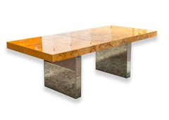 Milo Baughman for Thayer Coggin Burlwood Chrome Expandable Dining Table