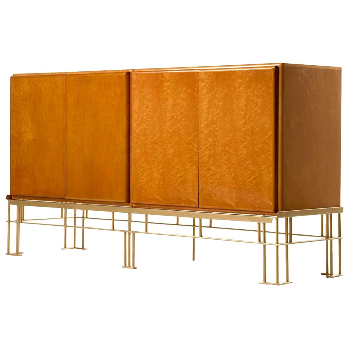 Hollywood Regency Maple Cabinets on Custom Made Metal Base