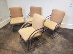 Milo Baughman for Thayer Coggin Cantilever Chrome Dining Chairs, Set of 4