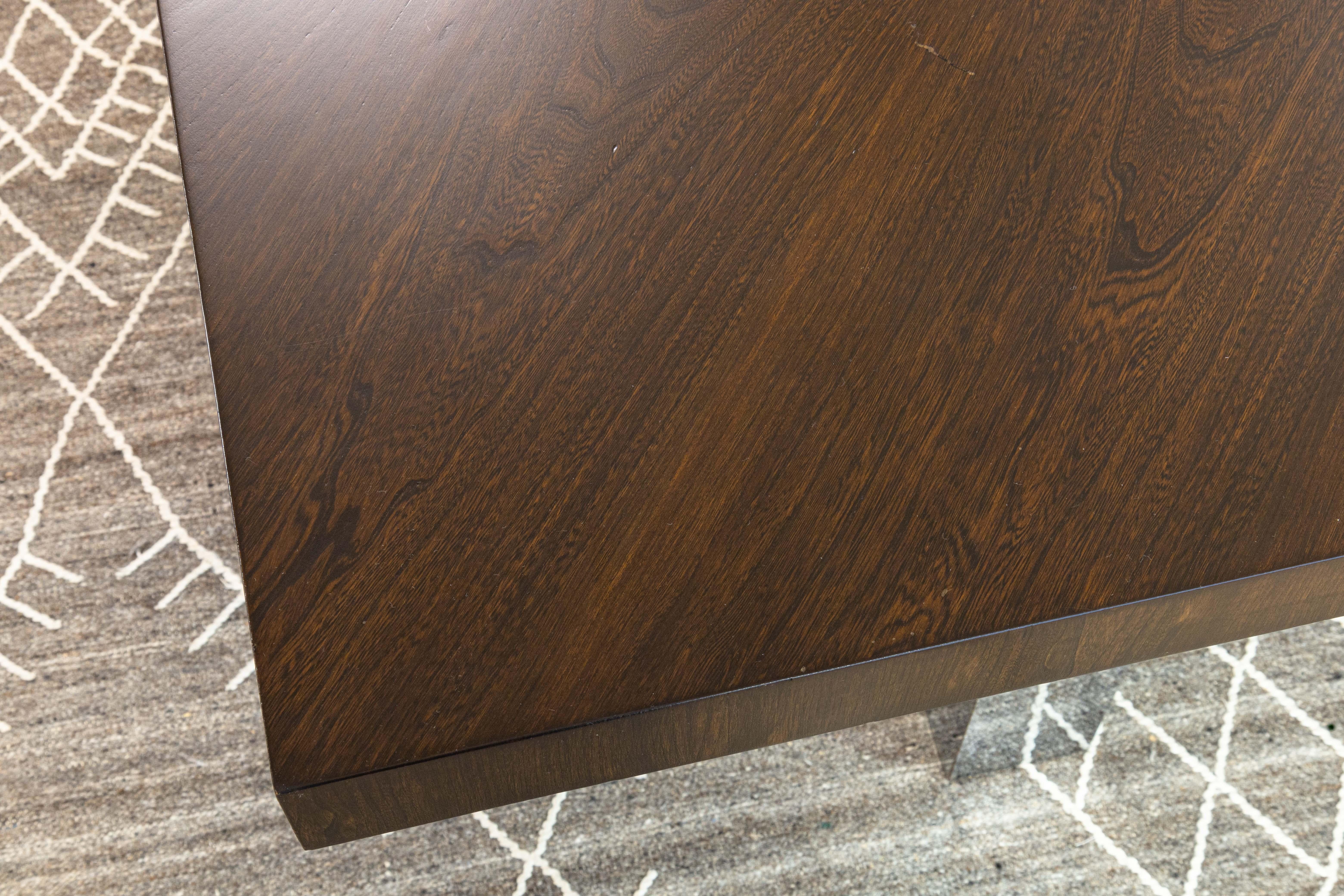20th Century Milo Baughman for Thayer Coggin Chrome Base Dark Wood Dining Table with Leaves