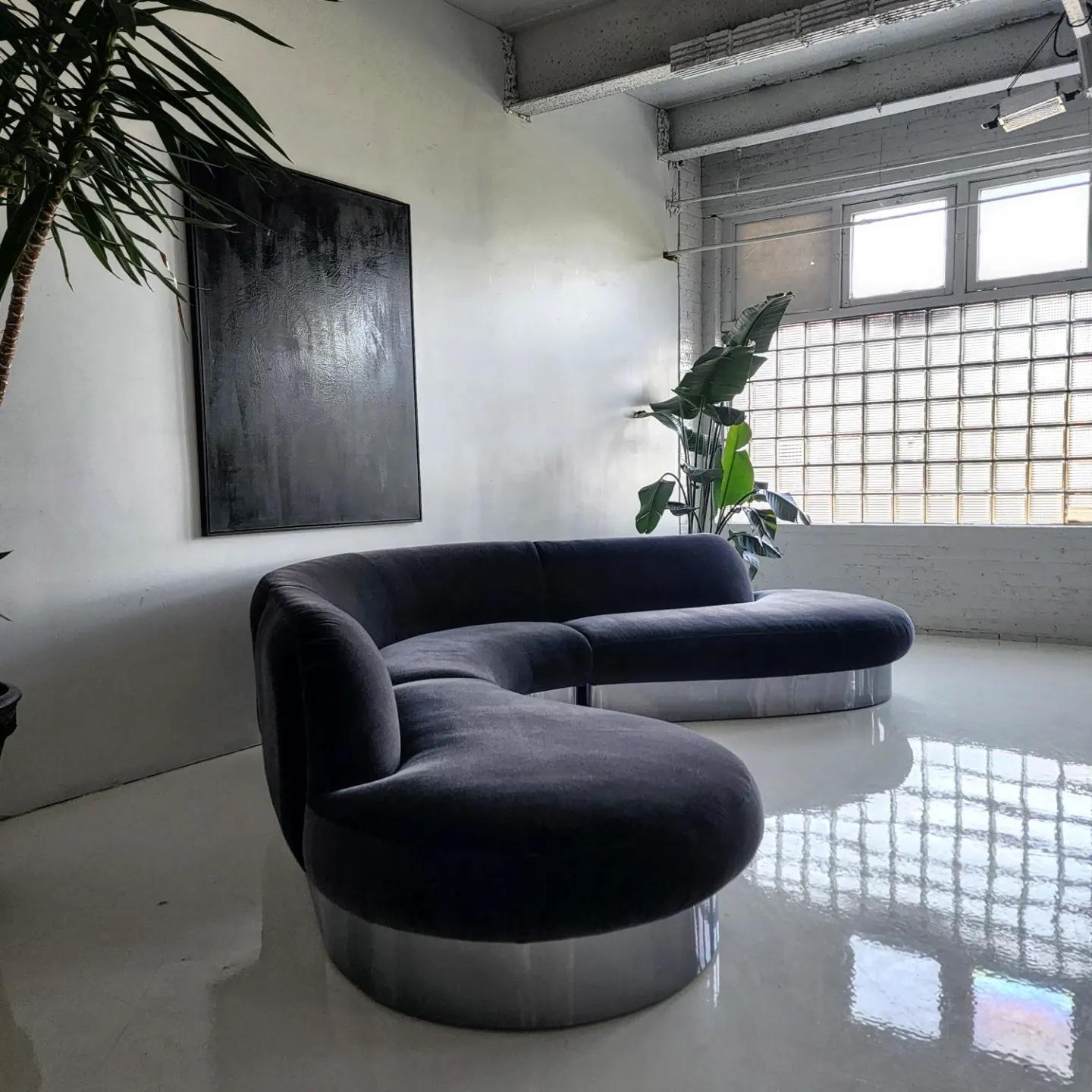 Late 20th Century Milo Baughman for Thayer Coggin Chrome Base Sofa For Sale