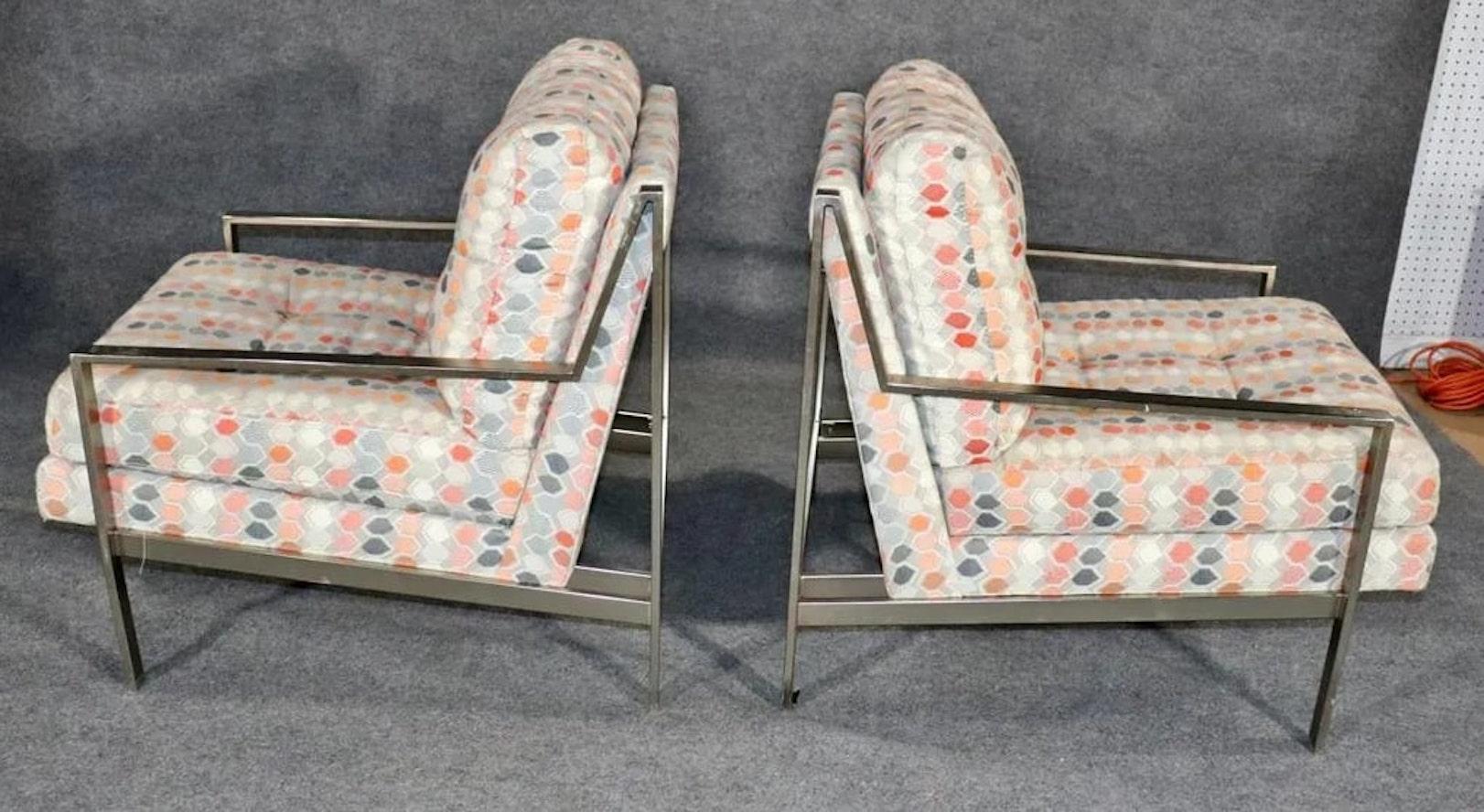 Mid-Century Modern Milo Baughman for Thayer Coggin Chrome Chairs For Sale
