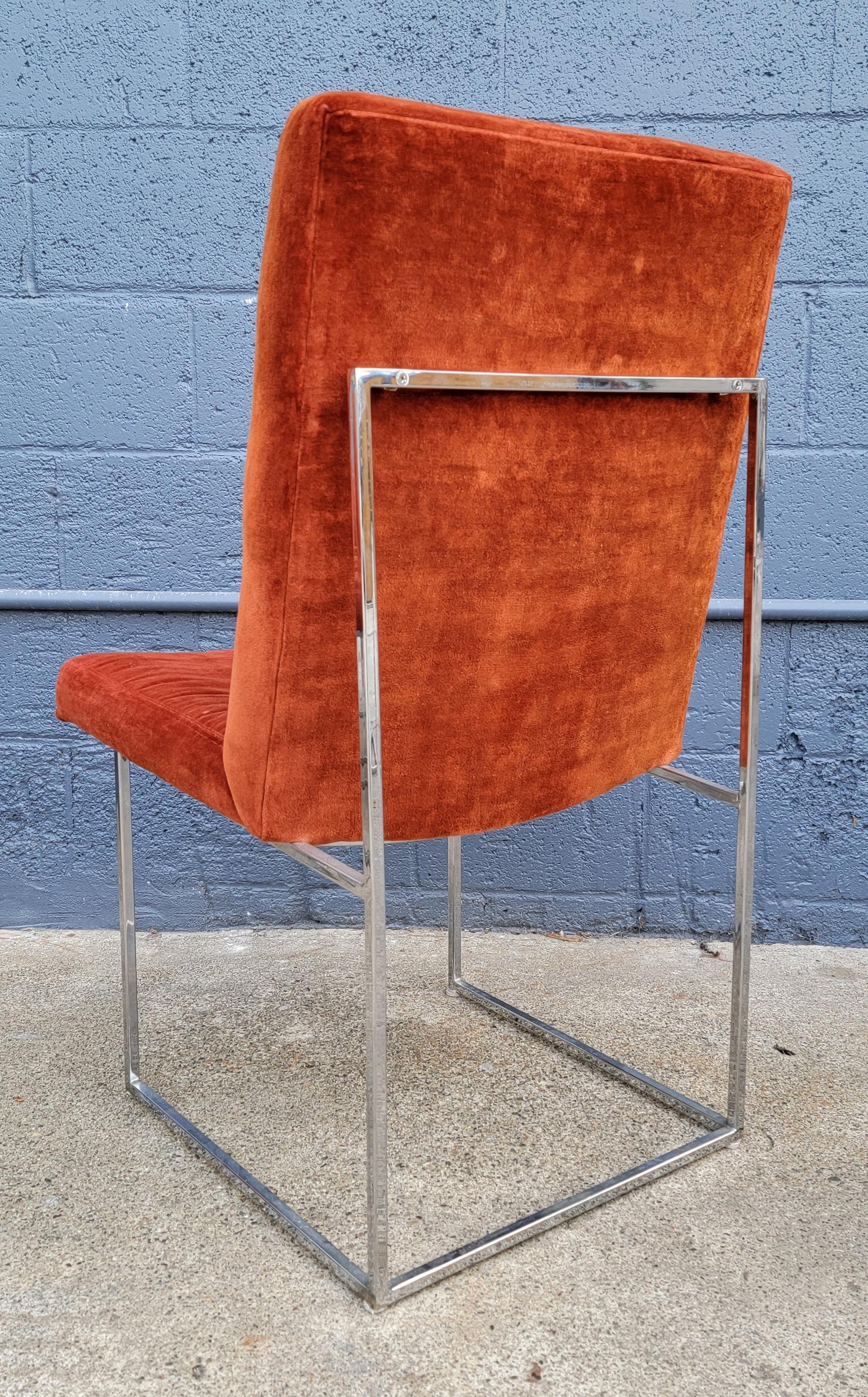 Mid-Century Modern Milo Baughman for Thayer Coggin Chrome Dining Chairs