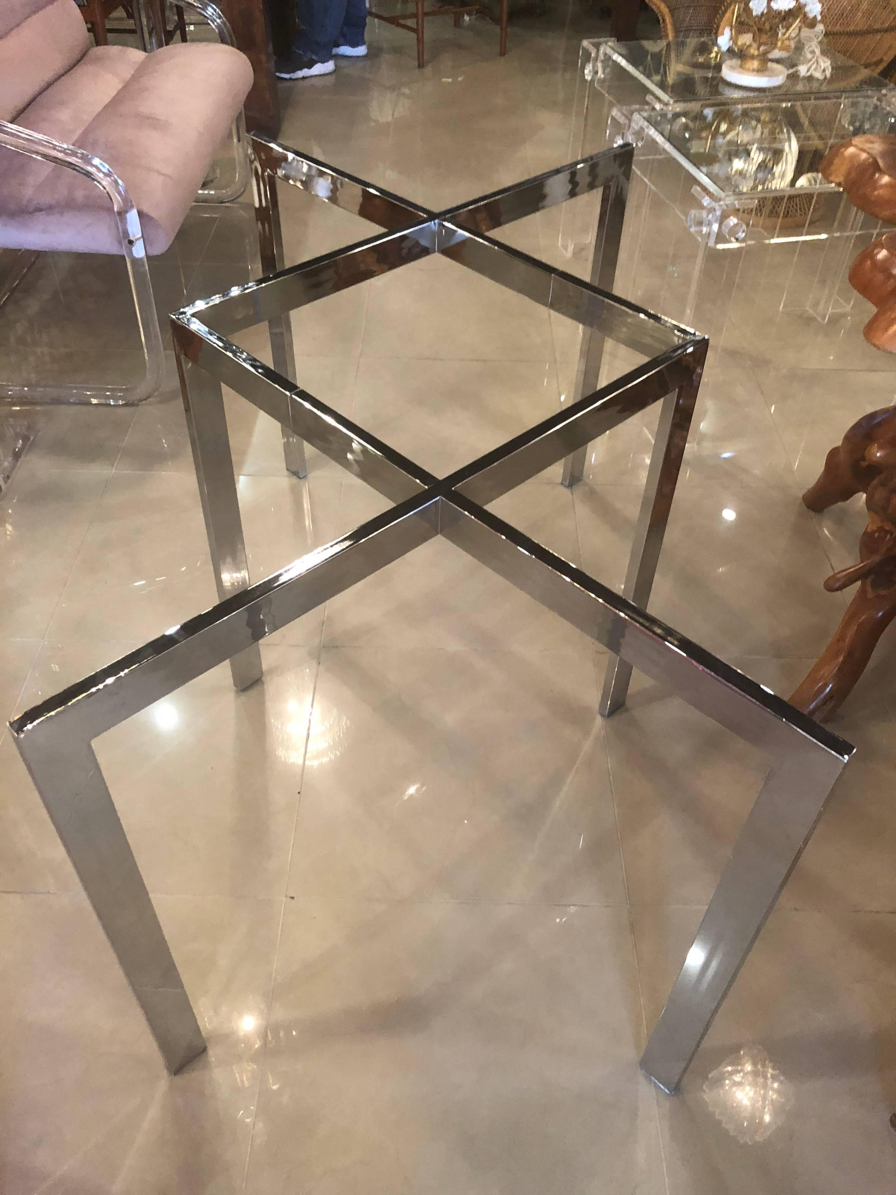 Milo Baughman for Thayer Coggin Chrome Dining Table Criss Cross X Vintage 4