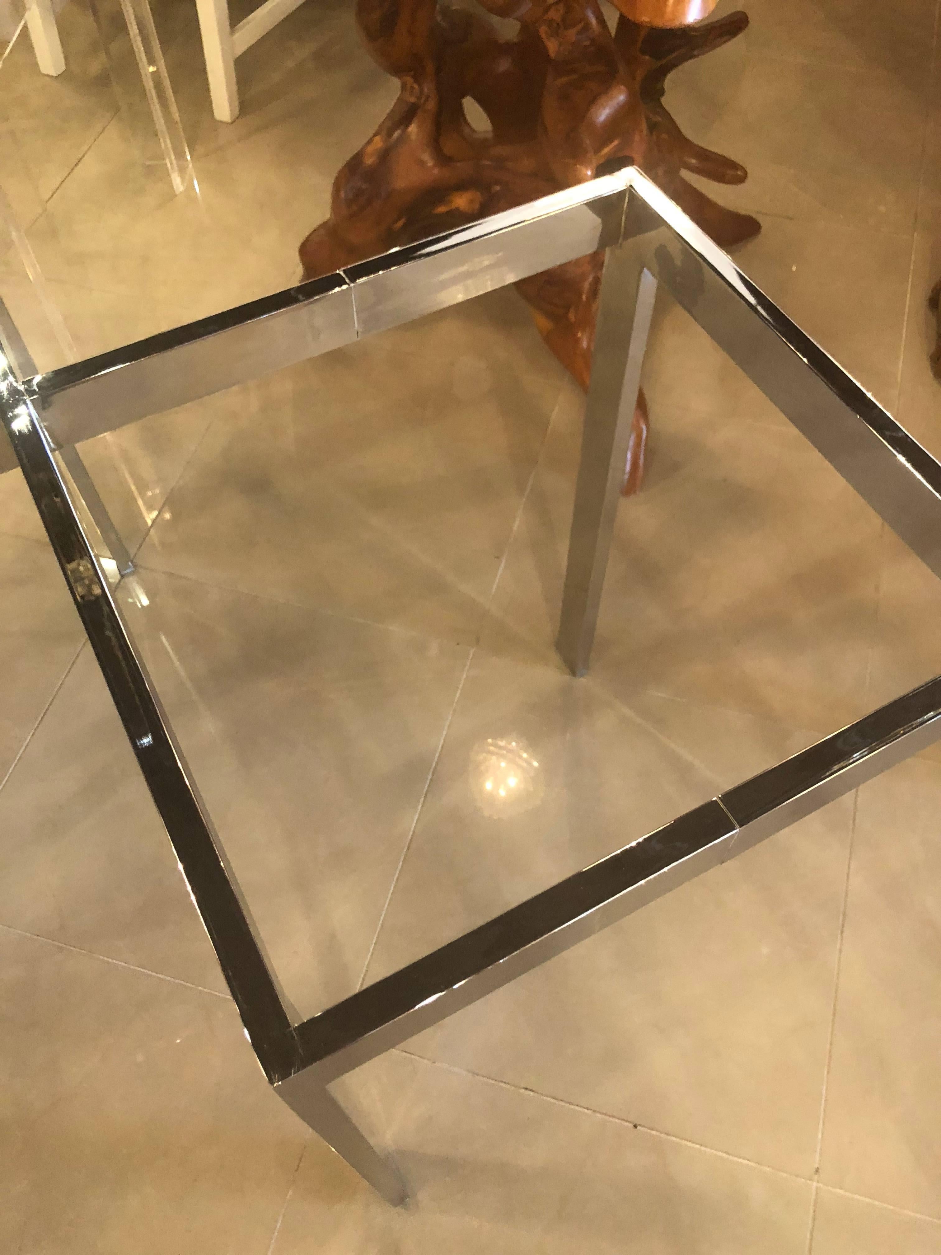 Vintage Milo Baughman for Thayer Coggin chrome X cross, zig zag dining table. Does not include glass top.
 