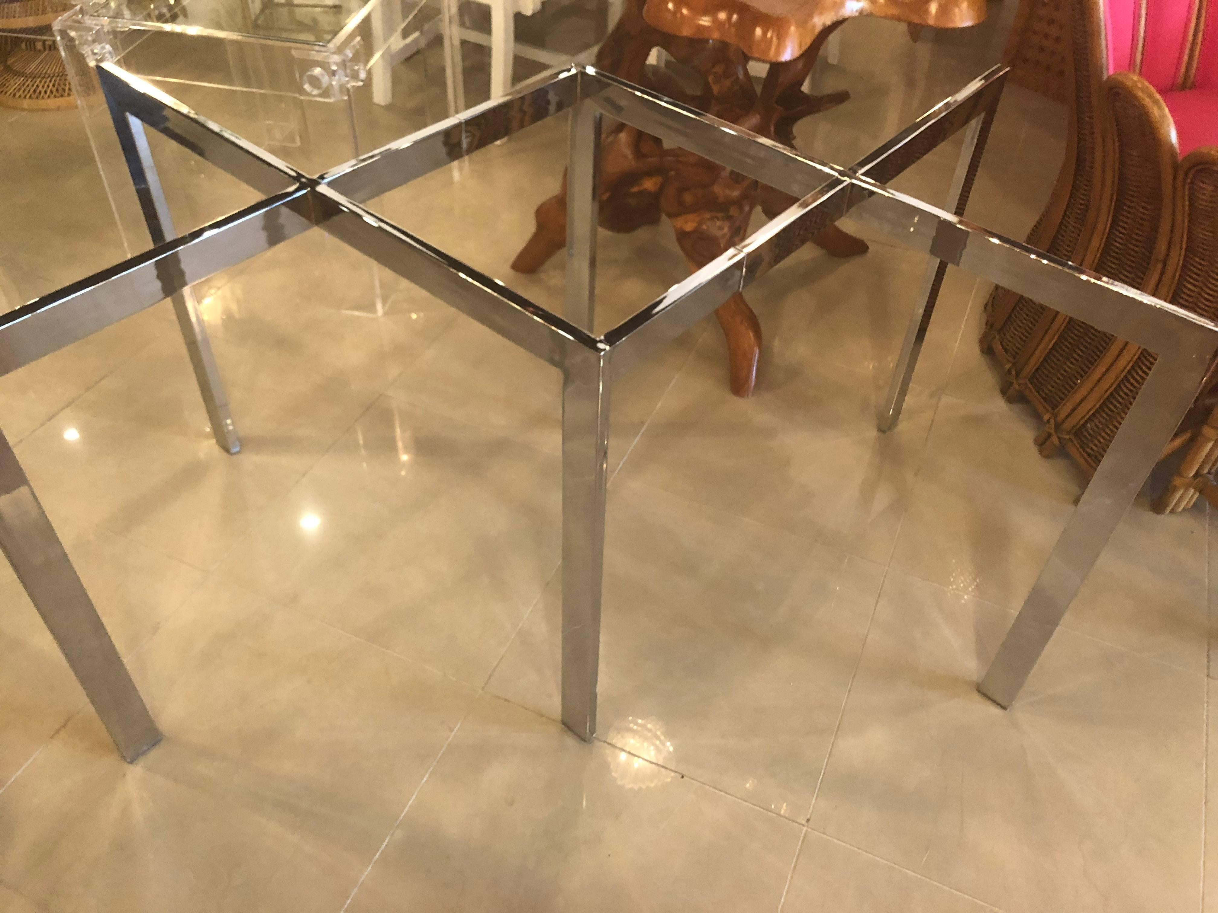 Hollywood Regency Milo Baughman for Thayer Coggin Chrome Dining Table Criss Cross X Vintage