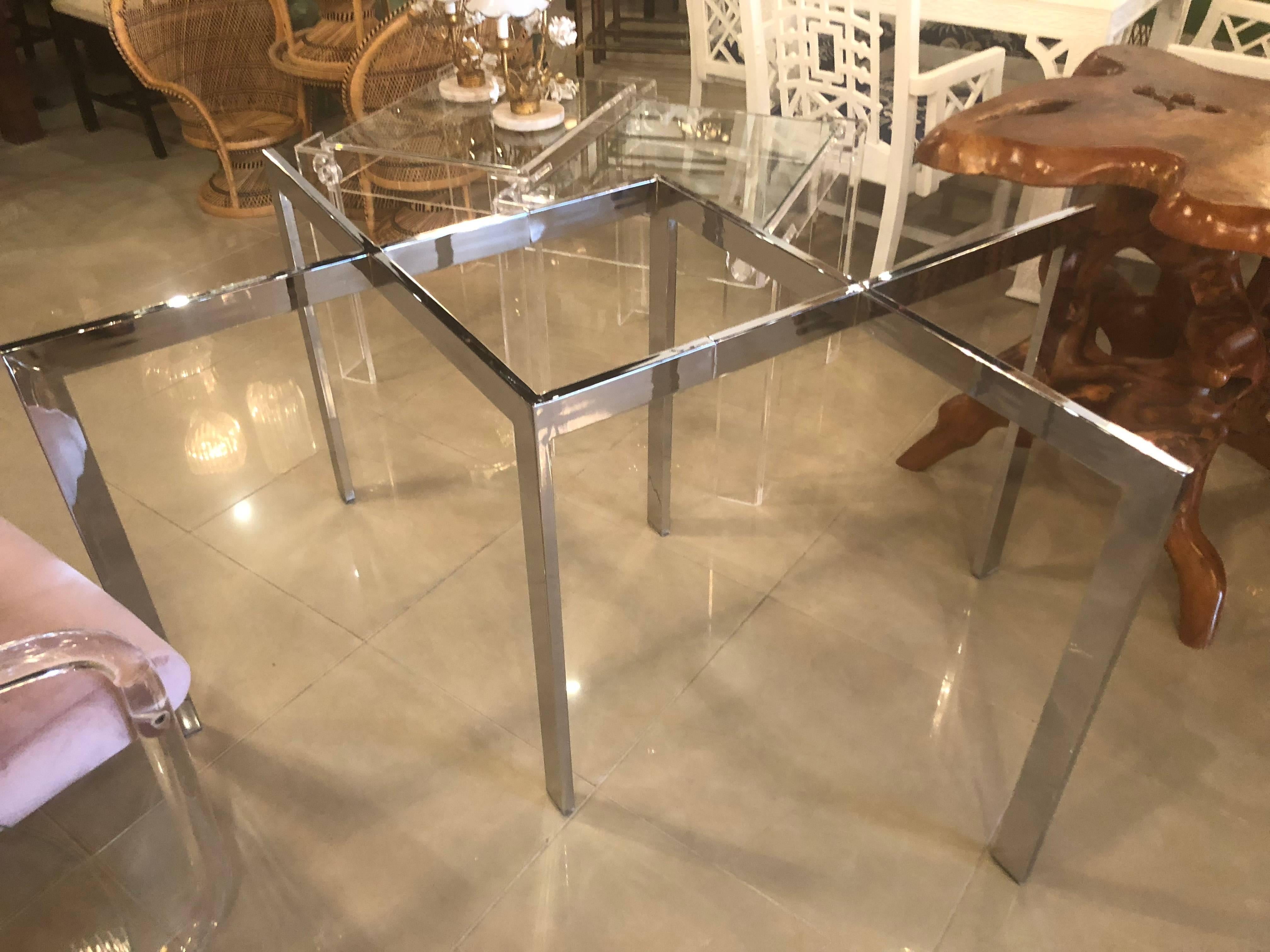 American Milo Baughman for Thayer Coggin Chrome Dining Table Criss Cross X Vintage