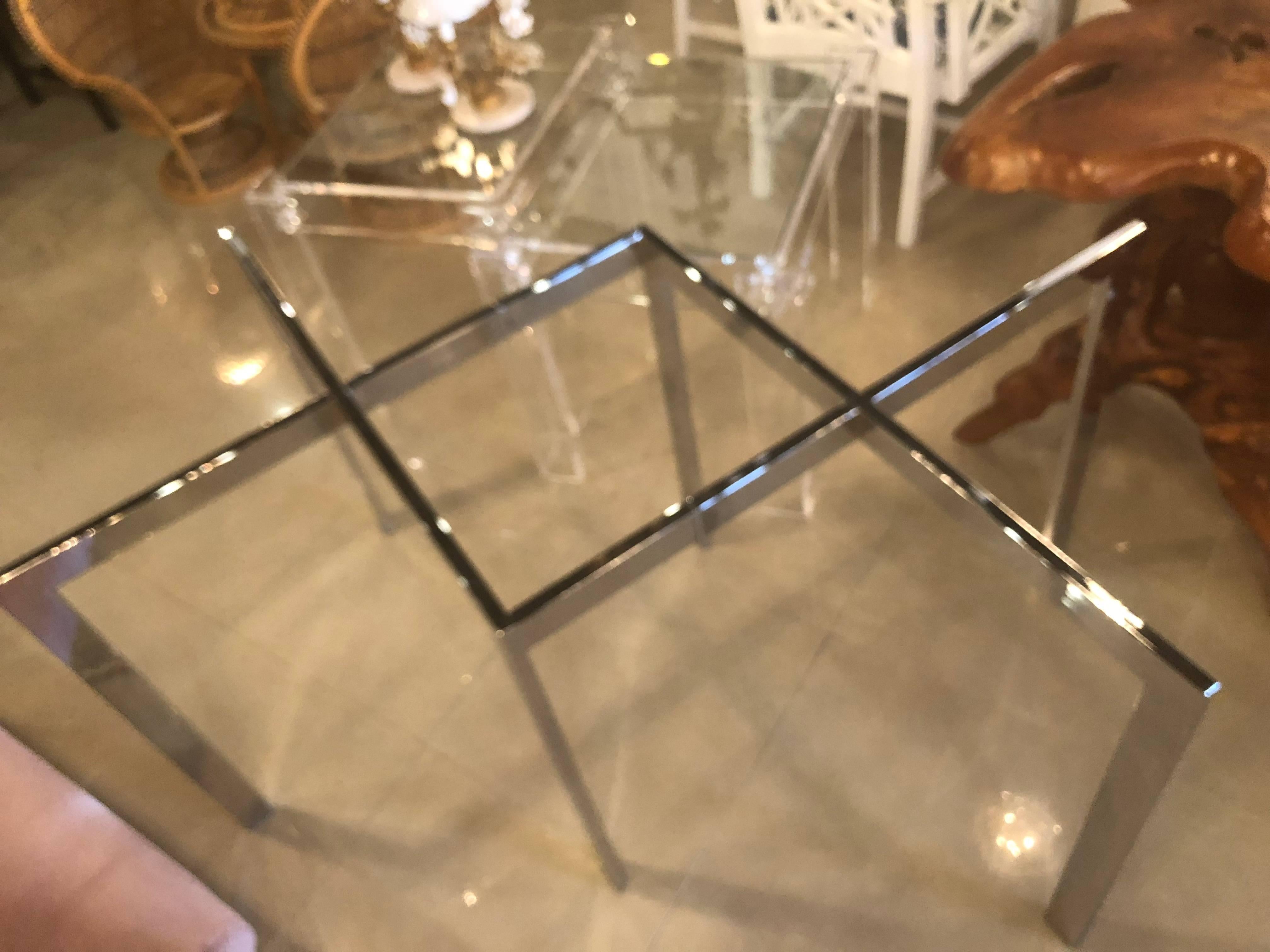 Milo Baughman for Thayer Coggin Chrome Dining Table Criss Cross X Vintage In Good Condition In West Palm Beach, FL