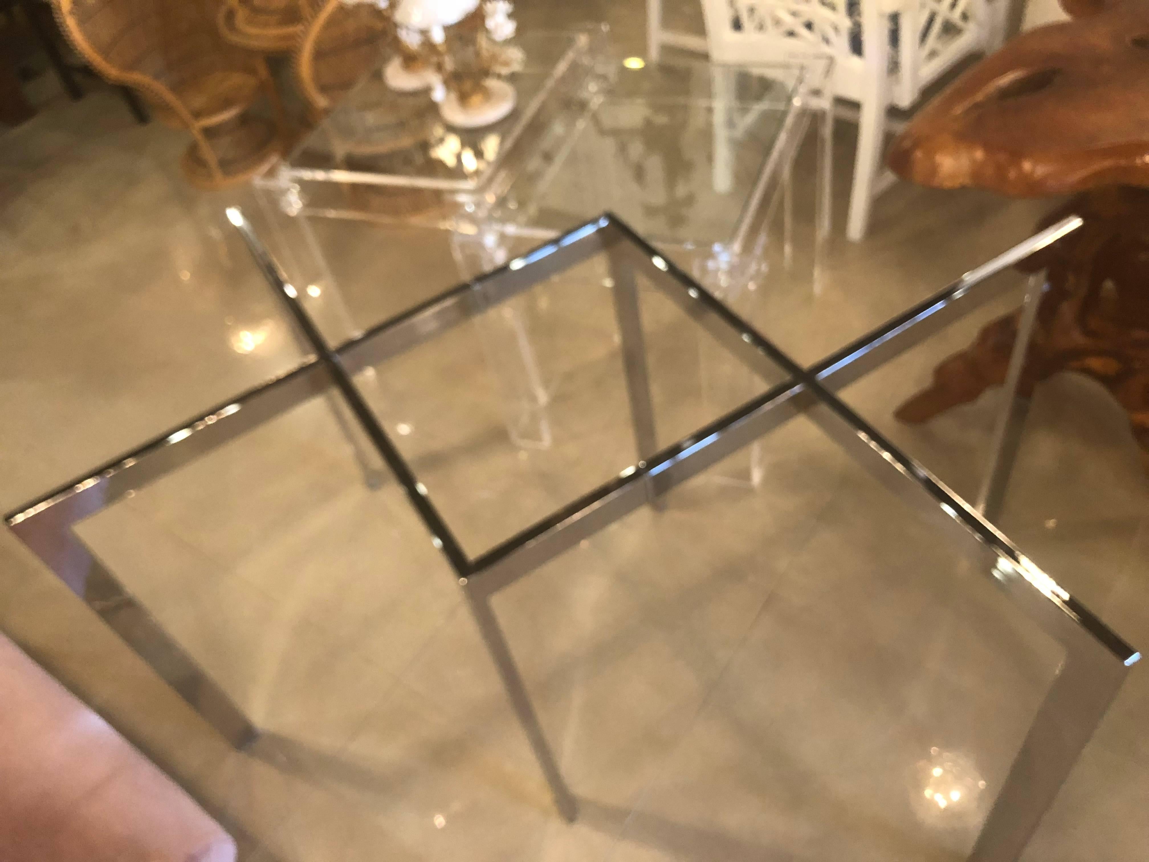Late 20th Century Milo Baughman for Thayer Coggin Chrome Dining Table Criss Cross X Vintage