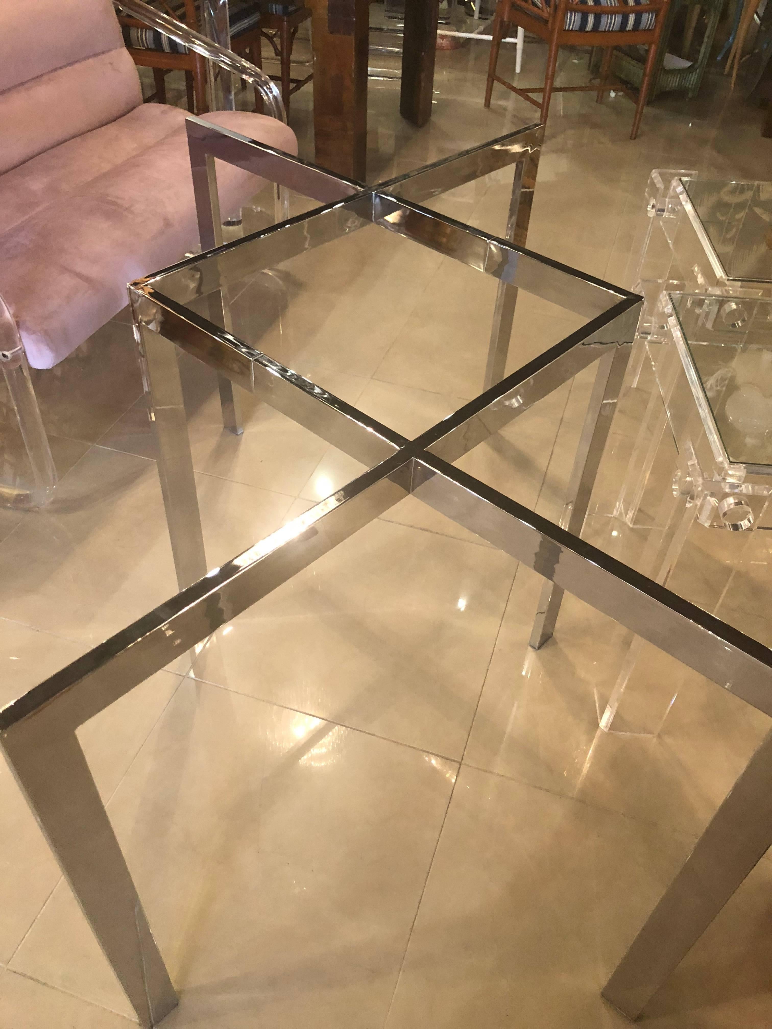 Milo Baughman for Thayer Coggin Chrome Dining Table Criss Cross X Vintage 1