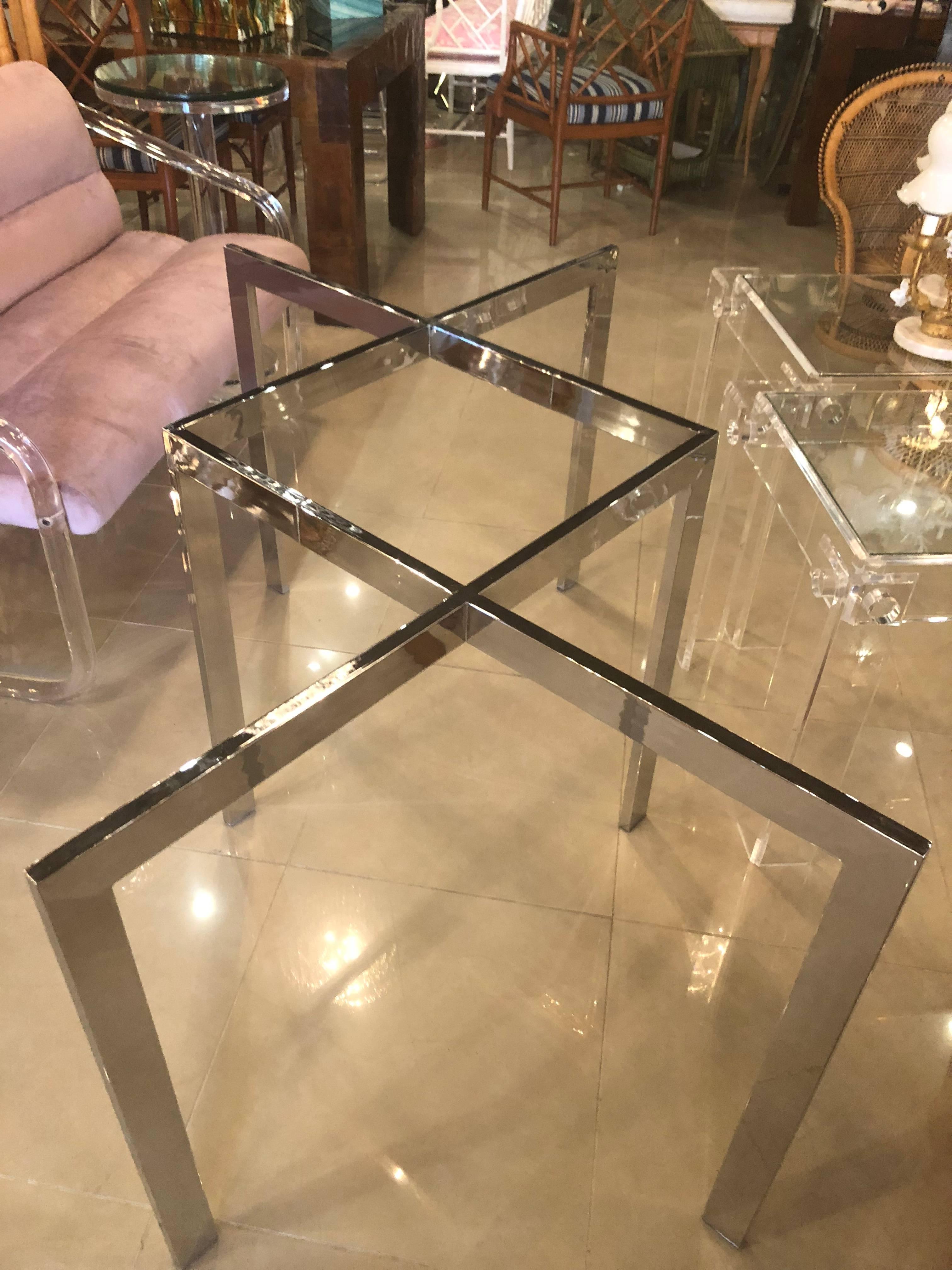 Milo Baughman for Thayer Coggin Chrome Dining Table Criss Cross X Vintage 2