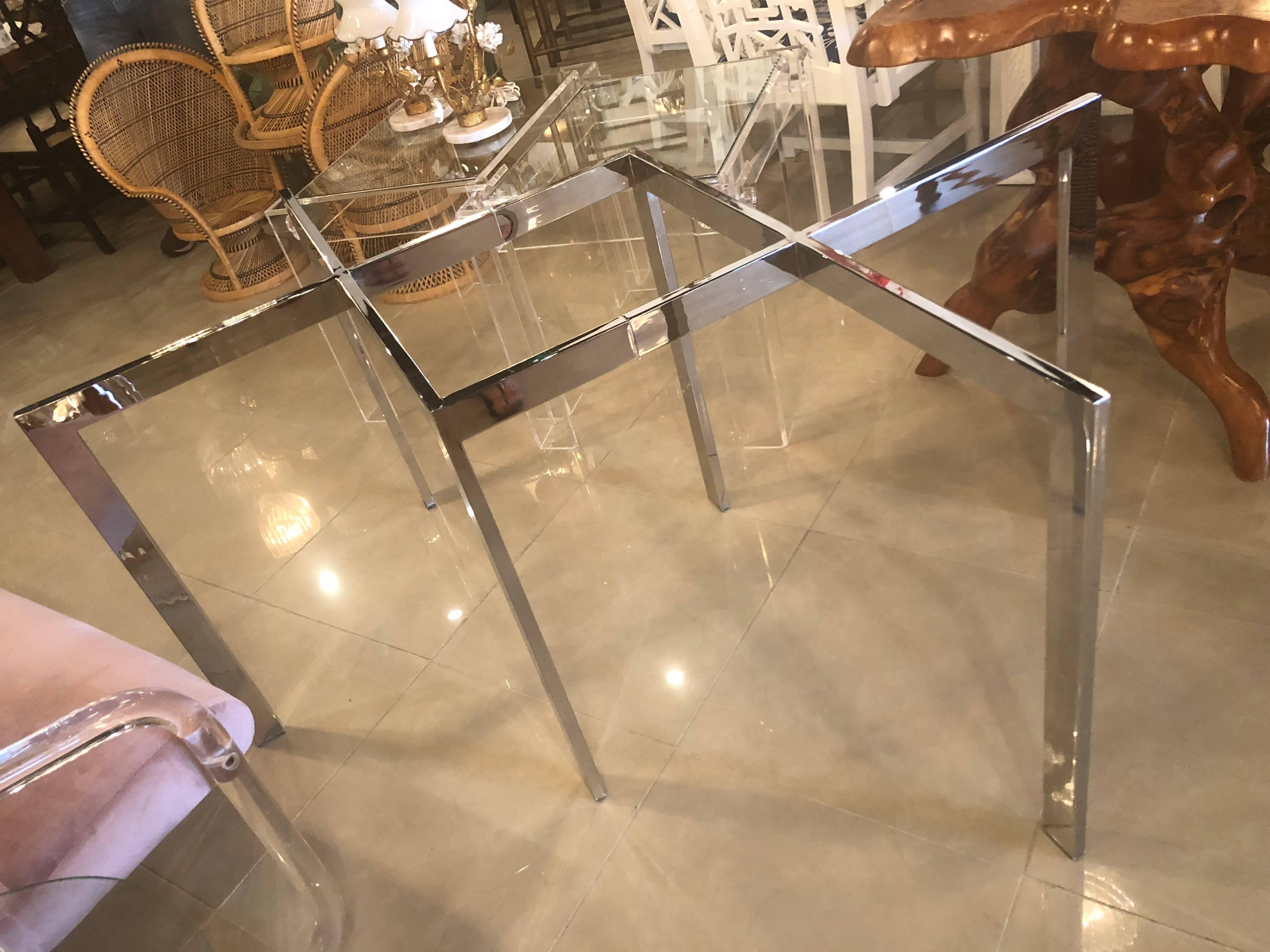 Milo Baughman for Thayer Coggin Chrome Dining Table Criss Cross X Vintage 3