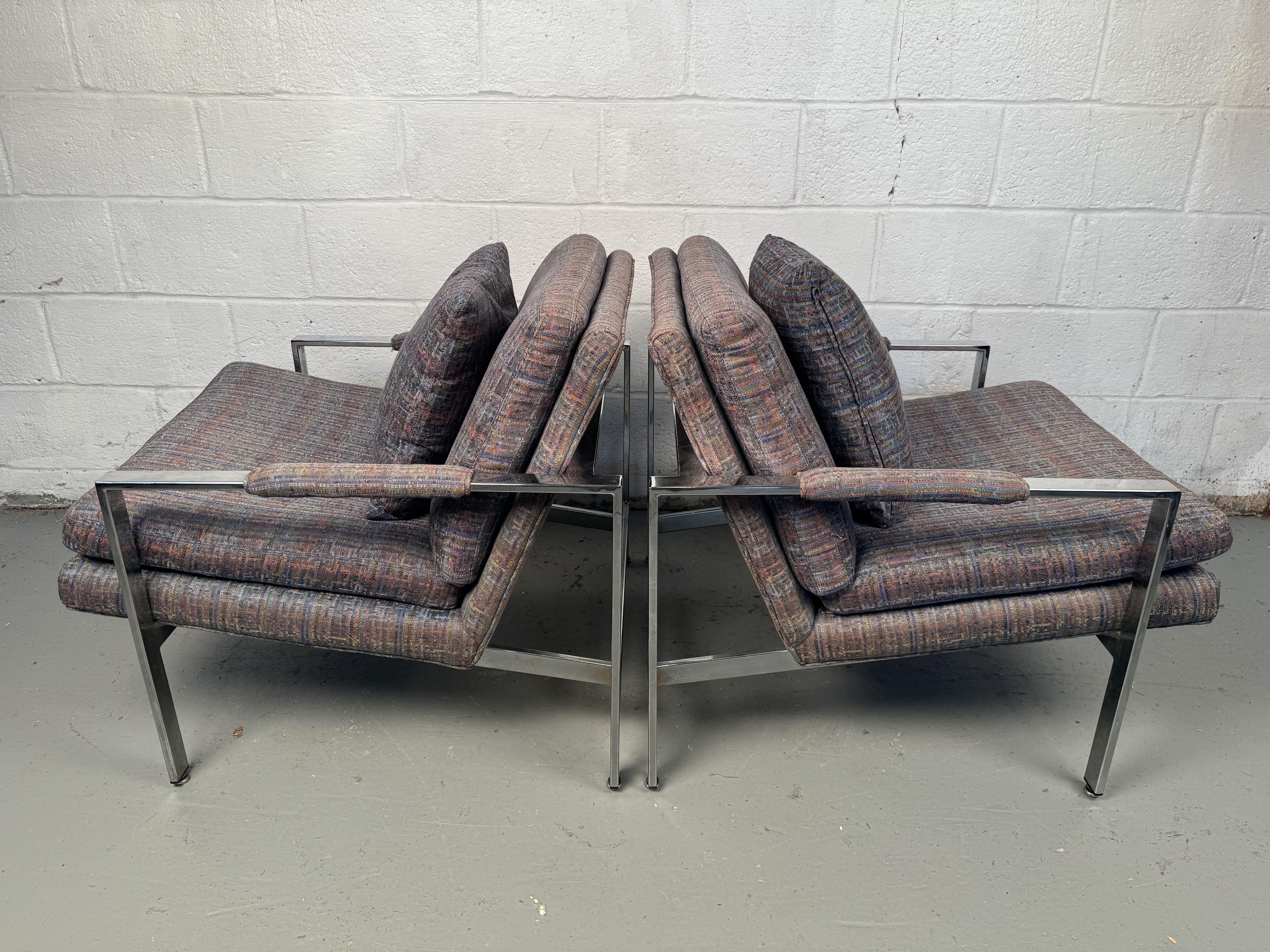 Milo Baughman para Thayer Coggin Sillones de bar cromados planos en venta 5