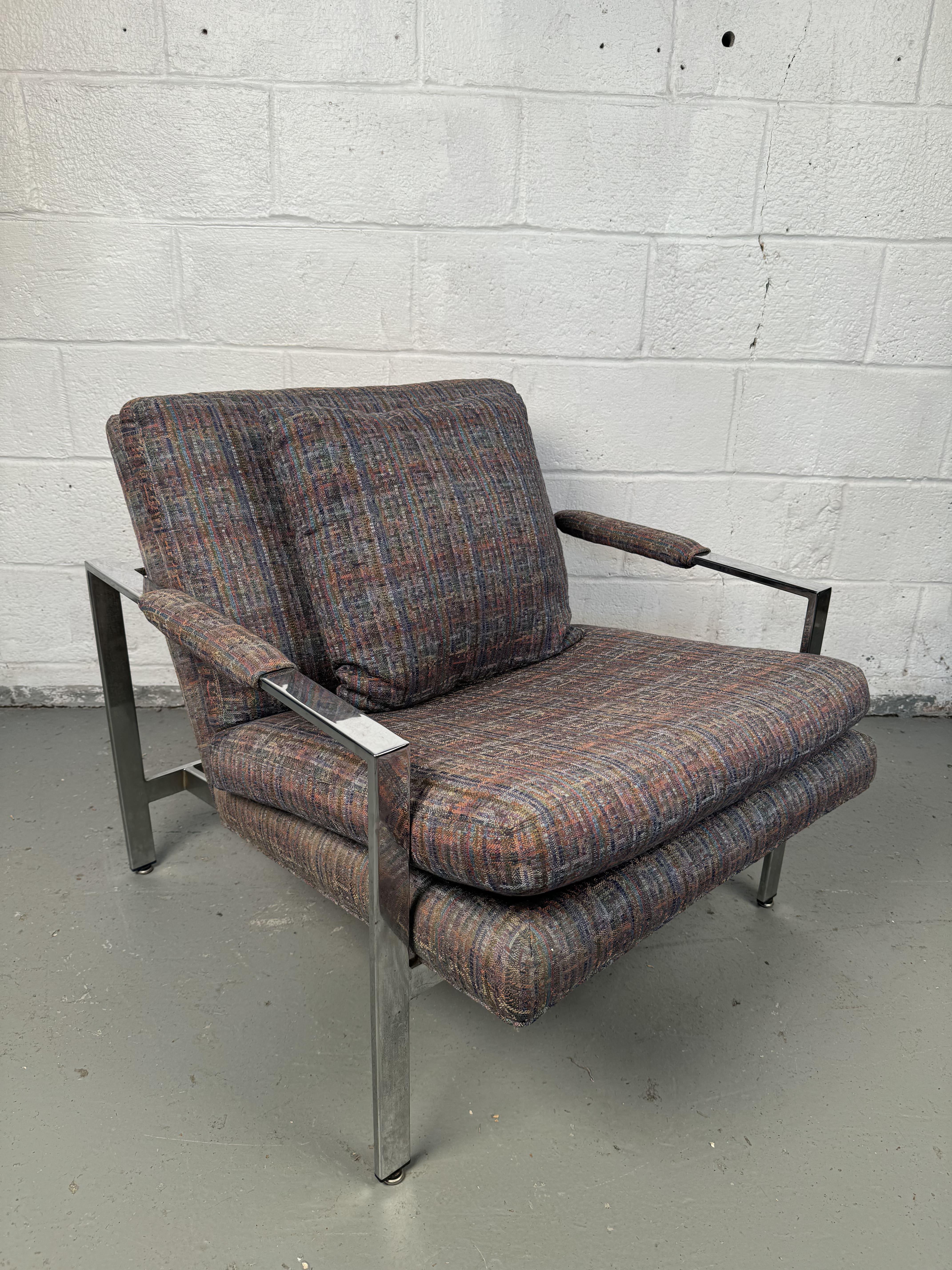 Milo Baughman para Thayer Coggin Sillones de bar cromados planos en venta 6