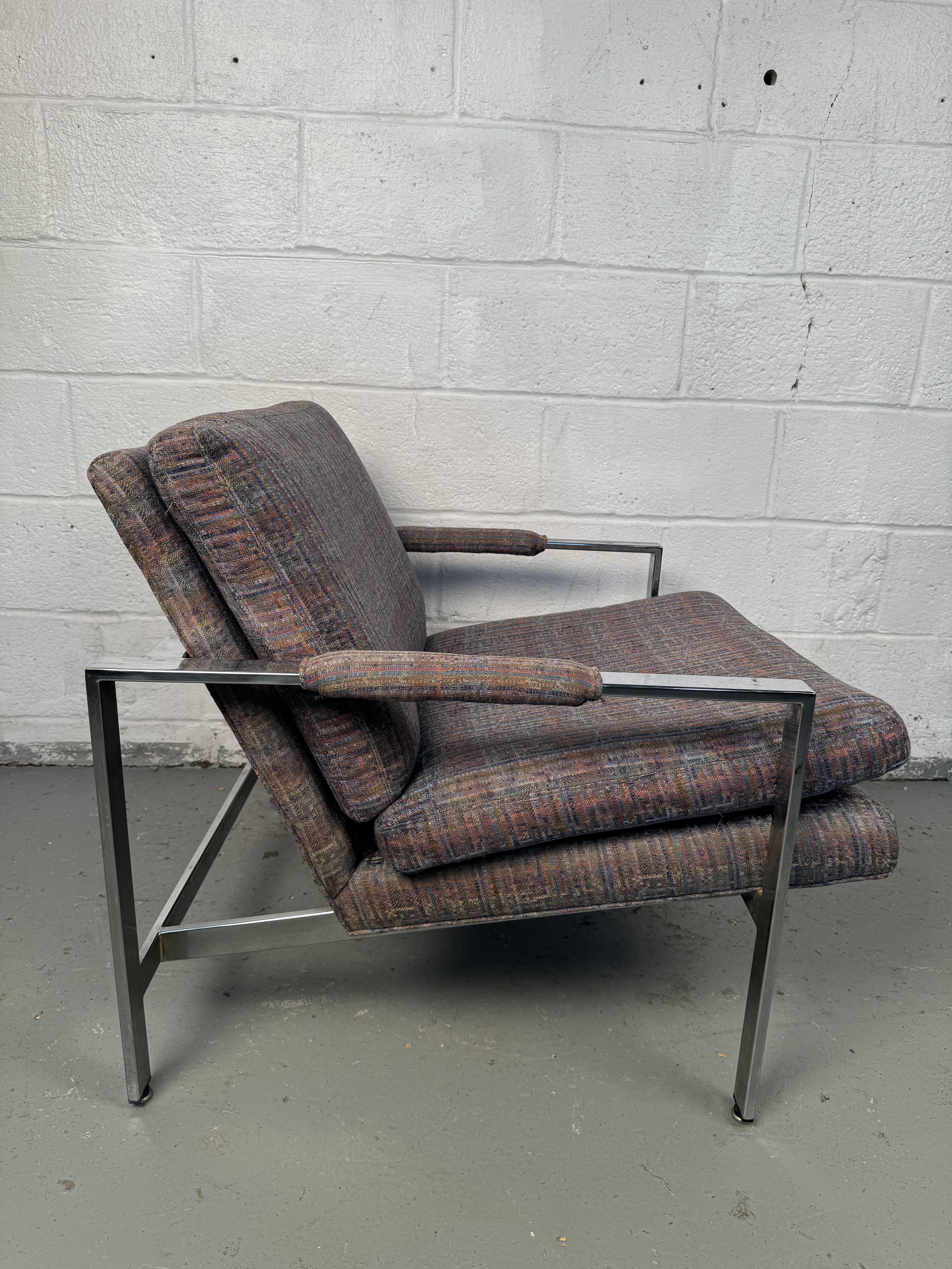Milo Baughman para Thayer Coggin Sillones de bar cromados planos en venta 8