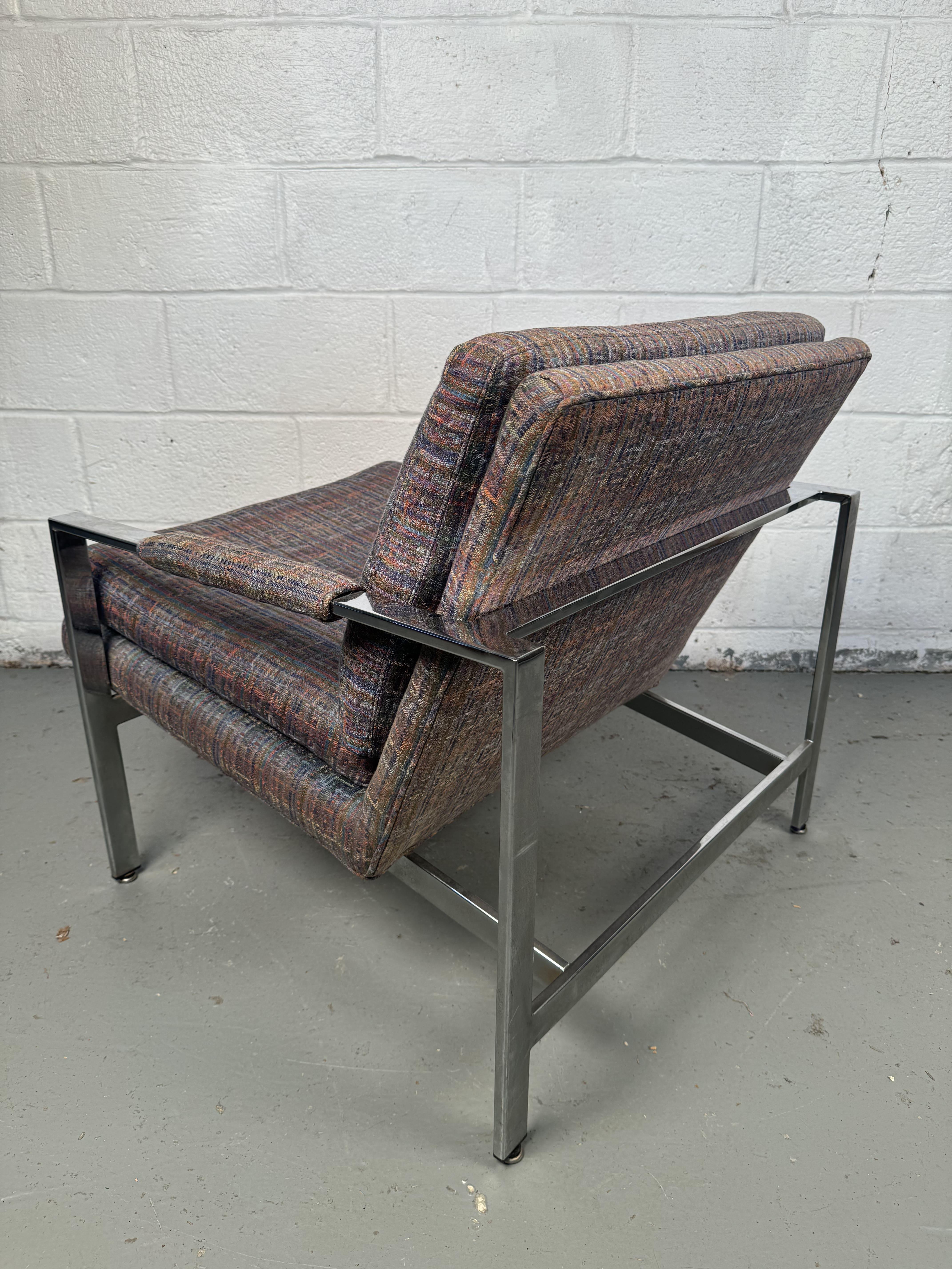 Milo Baughman para Thayer Coggin Sillones de bar cromados planos en venta 9