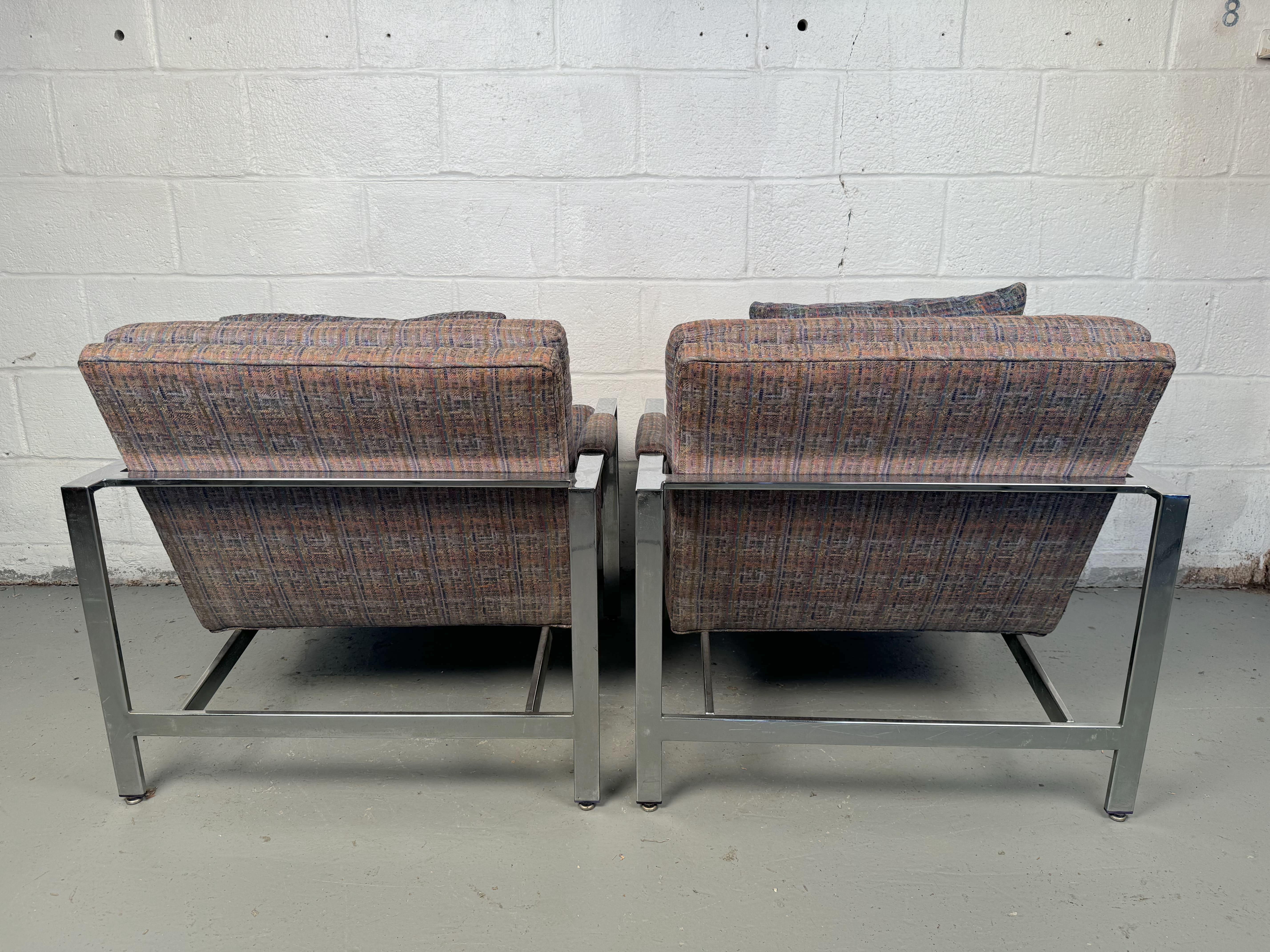 Milo Baughman para Thayer Coggin Sillones de bar cromados planos en venta 3