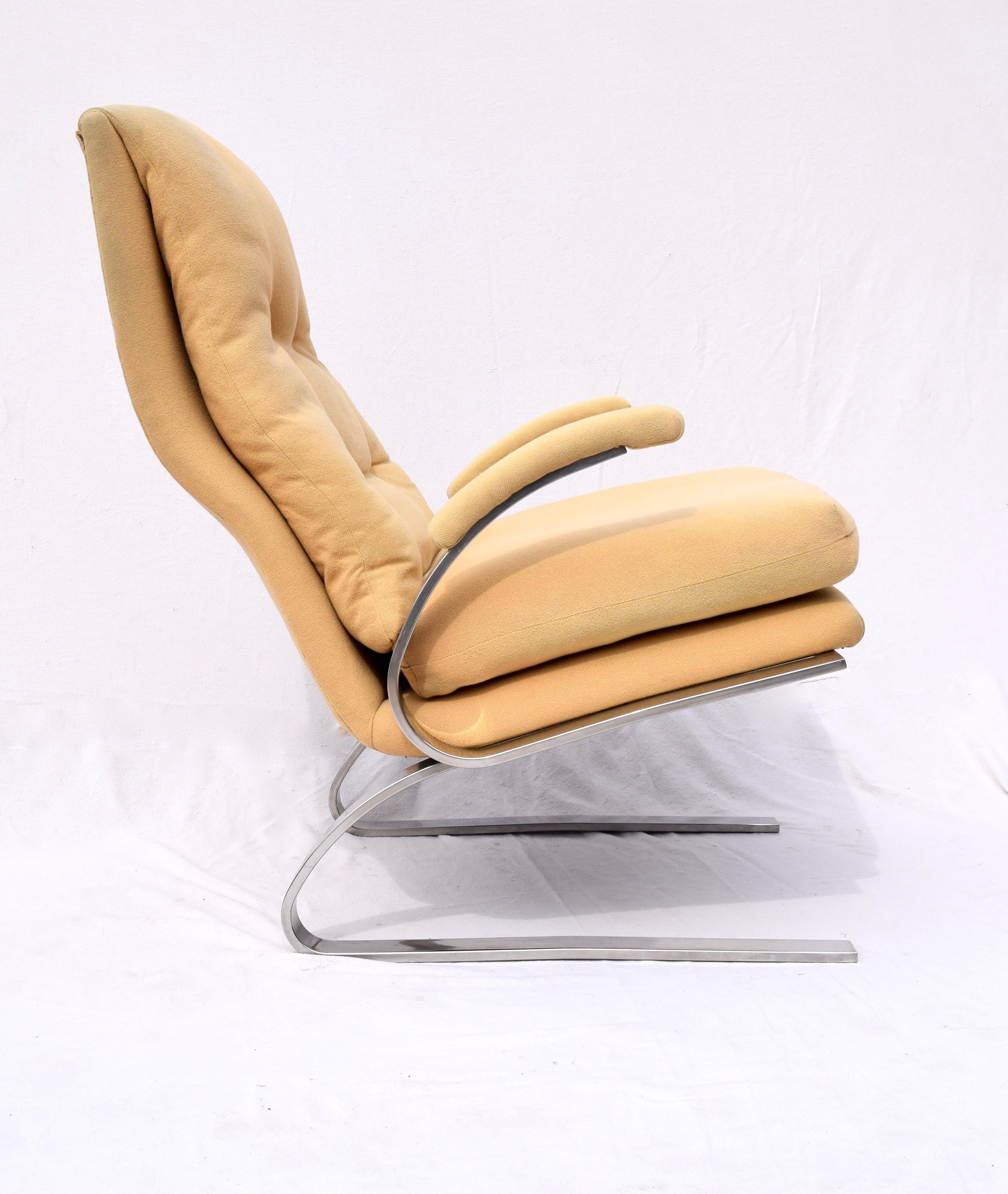 American Milo Baughman for Thayer Coggin Chrome Lounge Chair and Ottoman, USA, 1970s