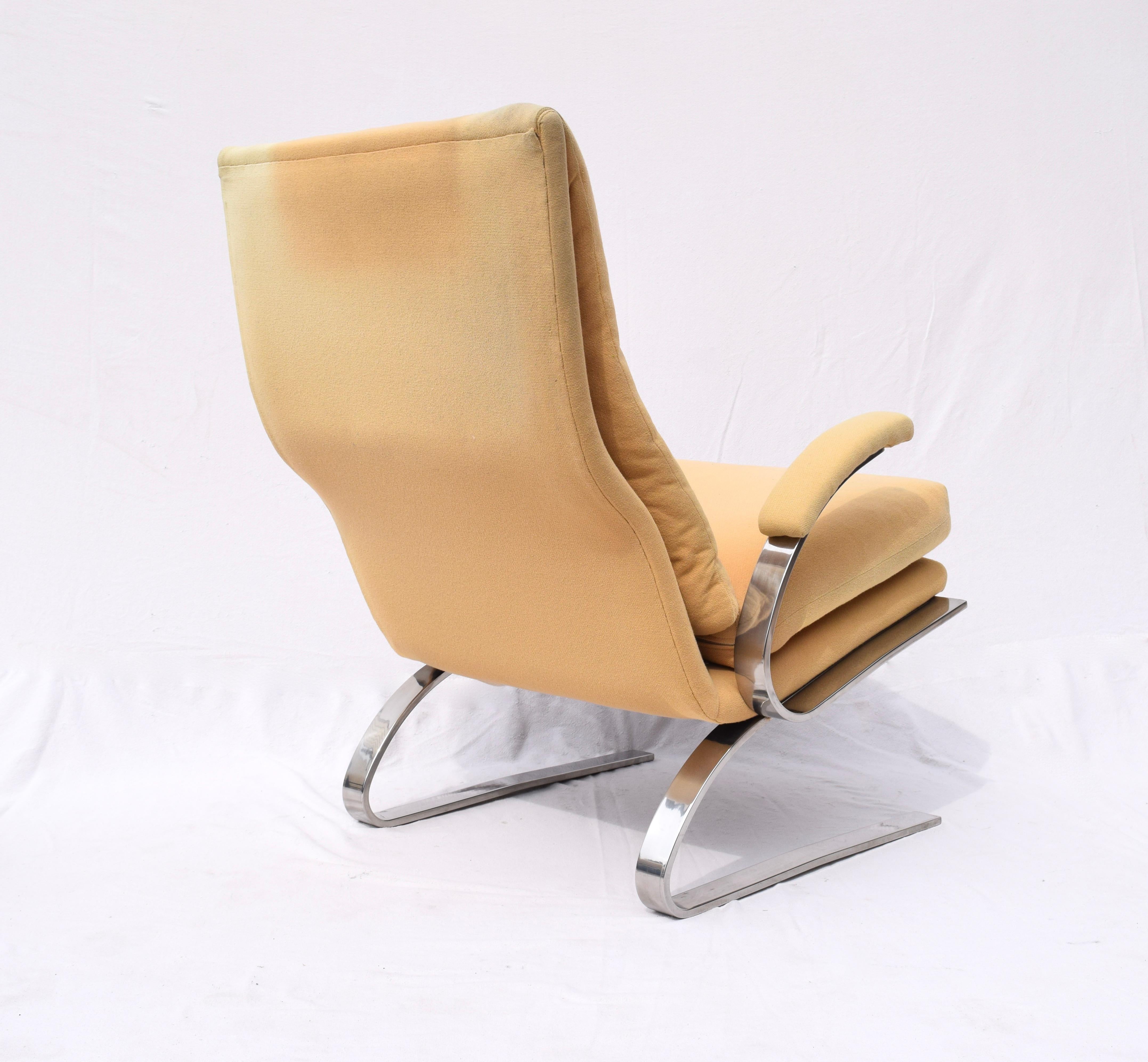Milo Baughman for Thayer Coggin Chrome Lounge Chair and Ottoman, USA, 1970s In Good Condition In Southampton, NJ