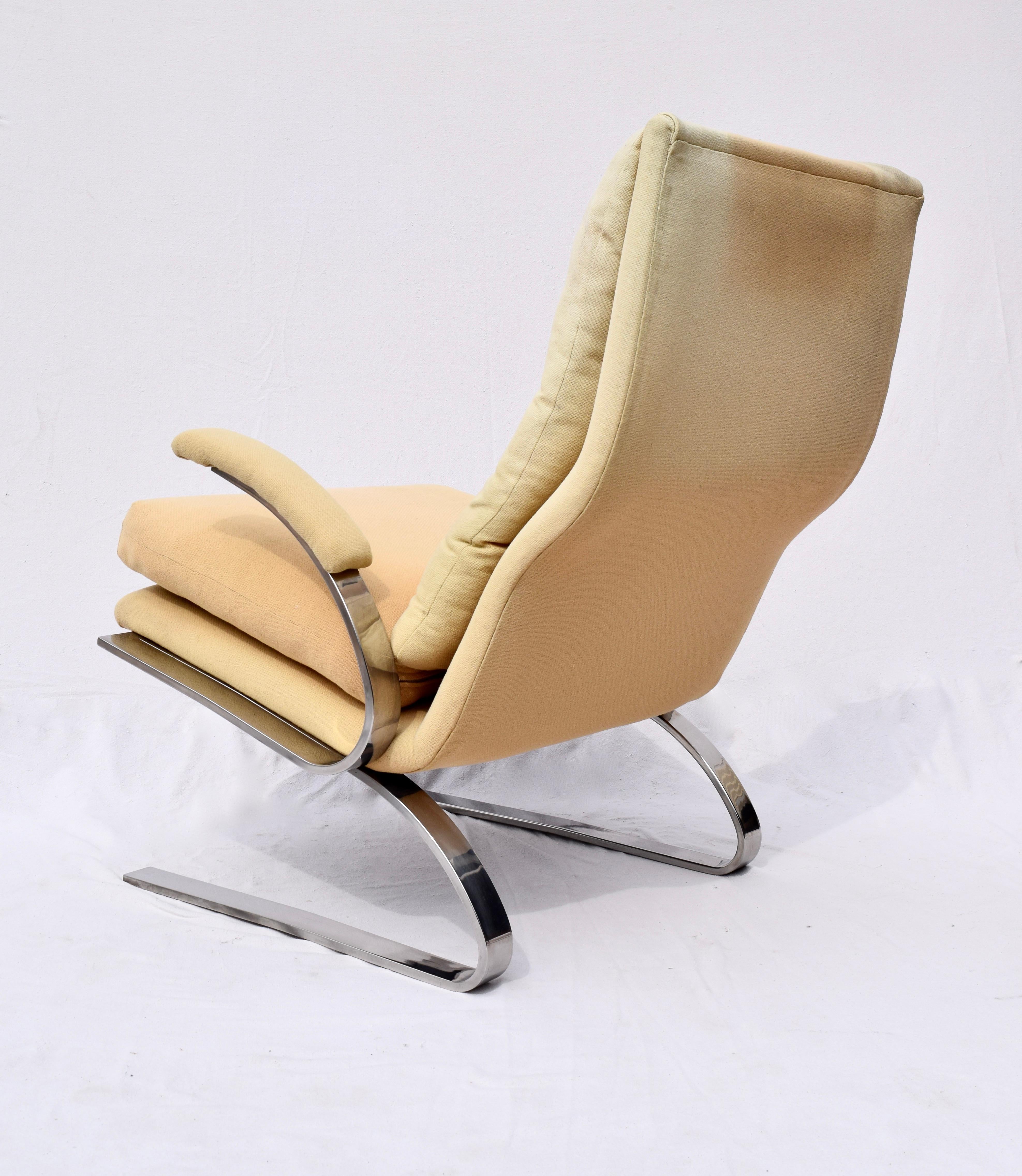 Late 20th Century Milo Baughman for Thayer Coggin Chrome Lounge Chair and Ottoman, USA, 1970s