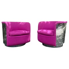 Milo Baughman para Thayer Coggin Sillones giratorios de acero cromado y pulido