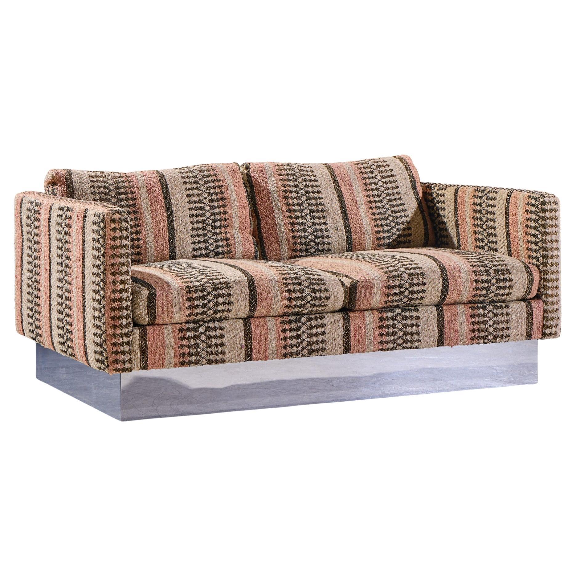 Milo Baughman for Thayer Coggin Chrome Settee Loveseat Sofa