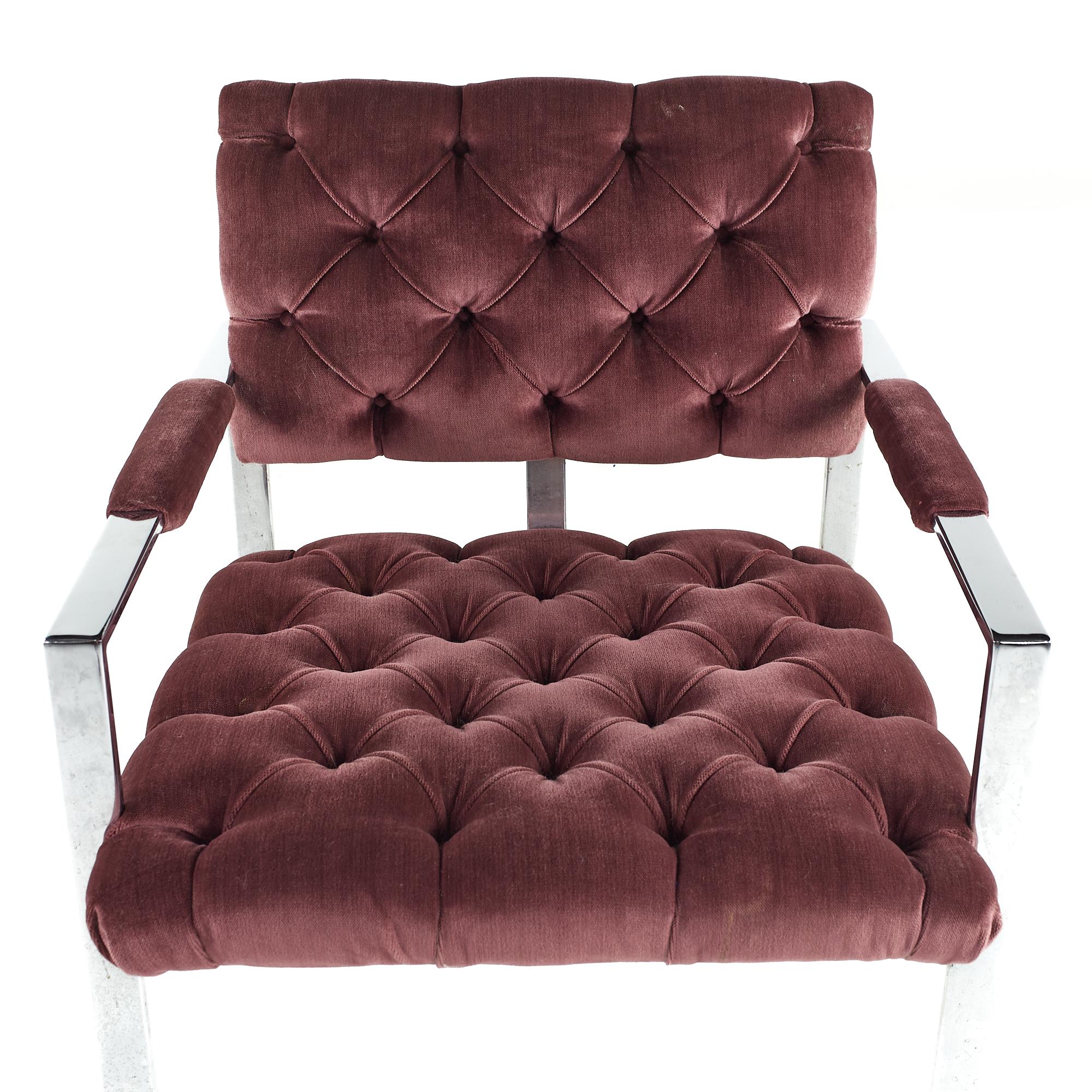 Milo Baughman per Thayer Coggin - Poltroncine cromate con inserti - Coppia in vendita 3