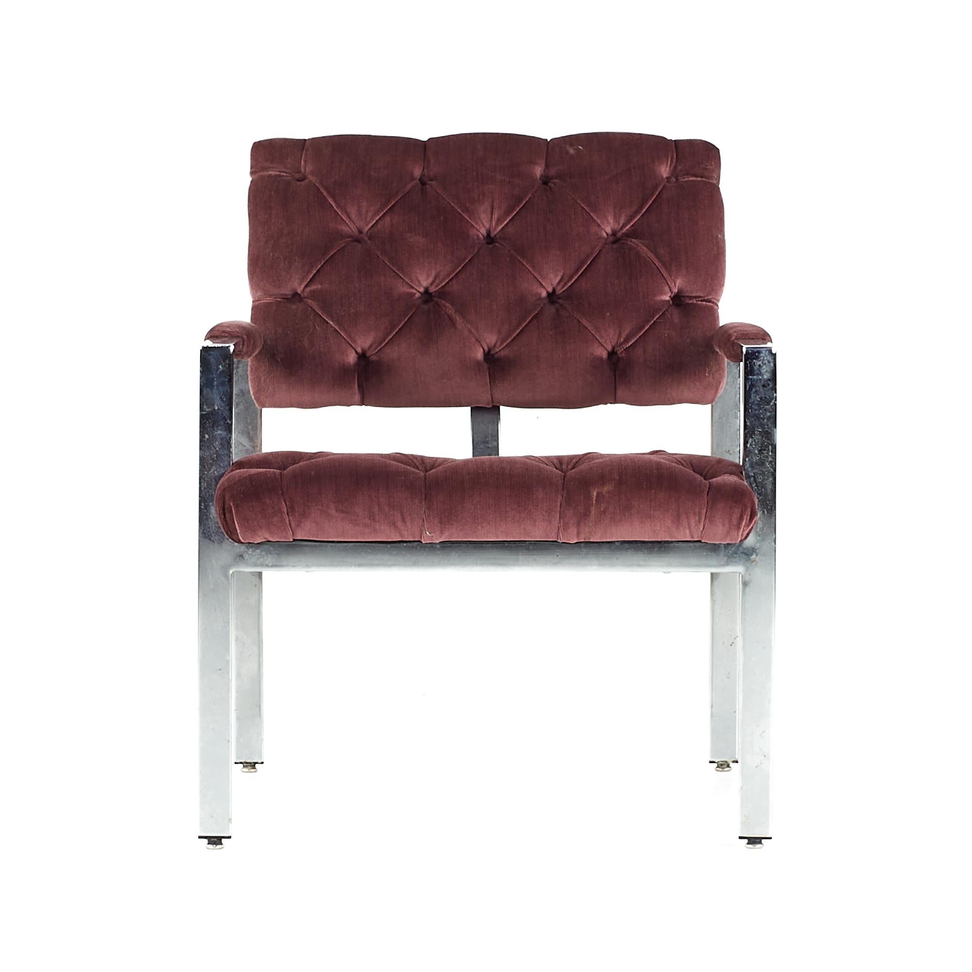 Americano Milo Baughman per Thayer Coggin - Poltroncine cromate con inserti - Coppia in vendita