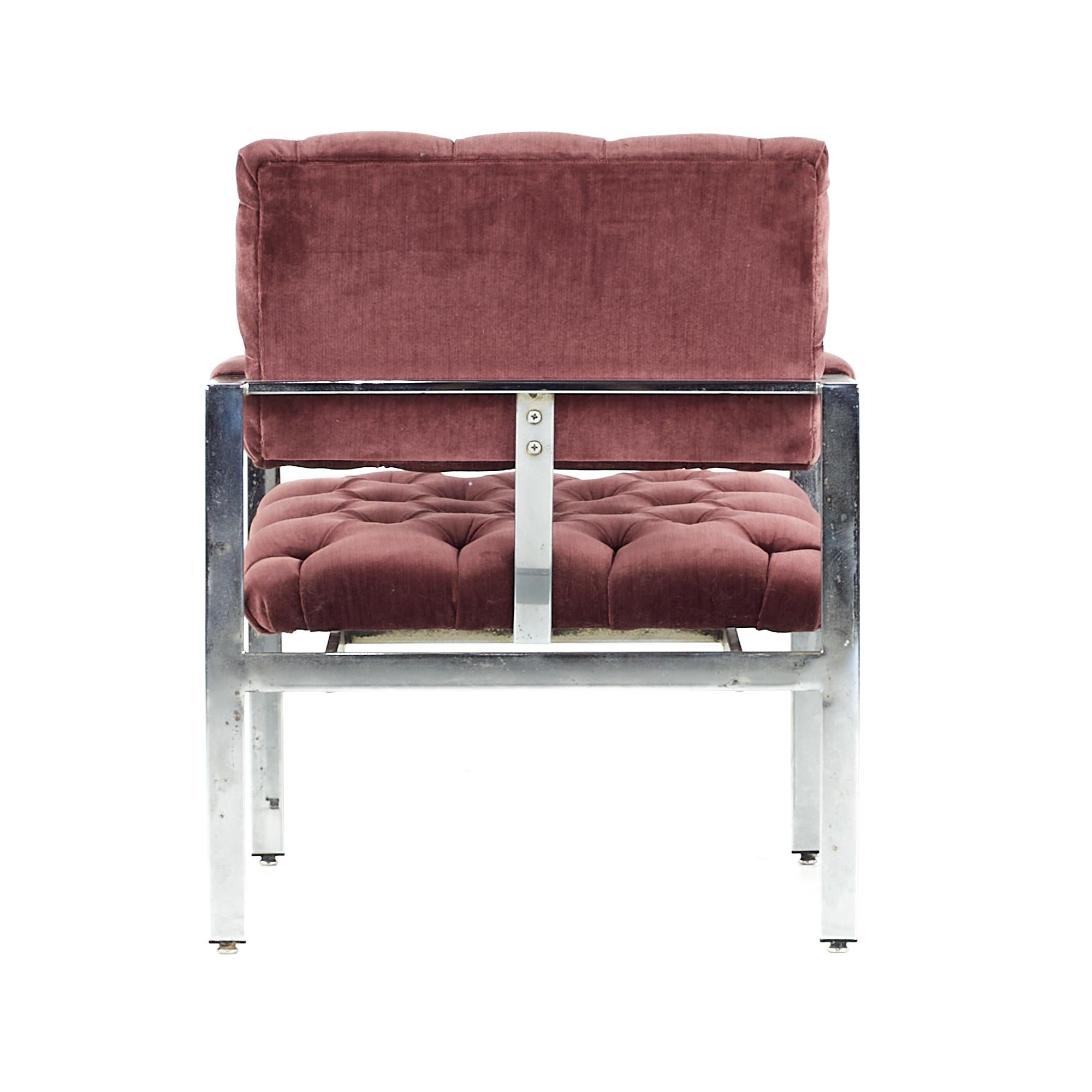 Tappezzeria Milo Baughman per Thayer Coggin - Poltroncine cromate con inserti - Coppia in vendita