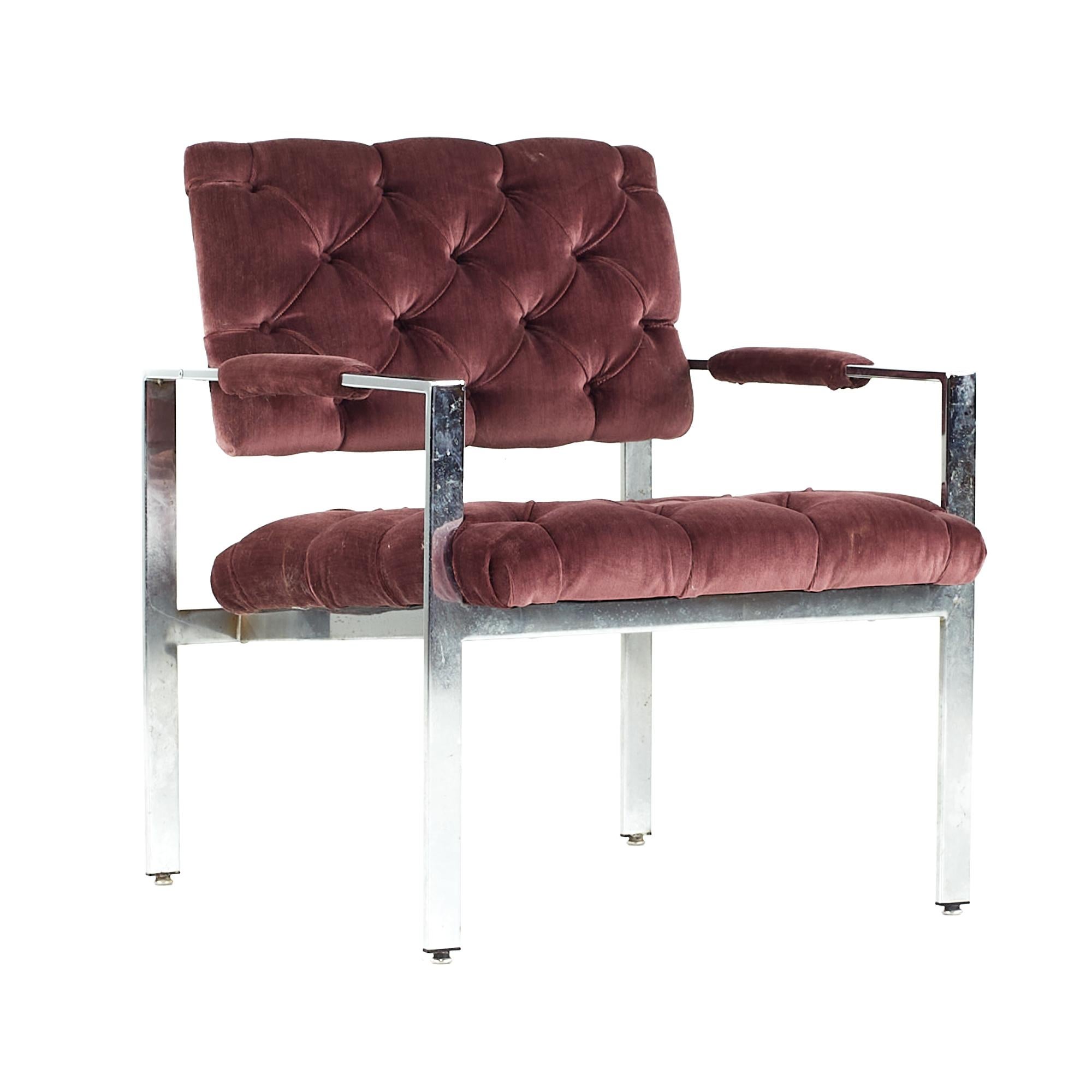 Milo Baughman per Thayer Coggin - Poltroncine cromate con inserti - Coppia in vendita 2