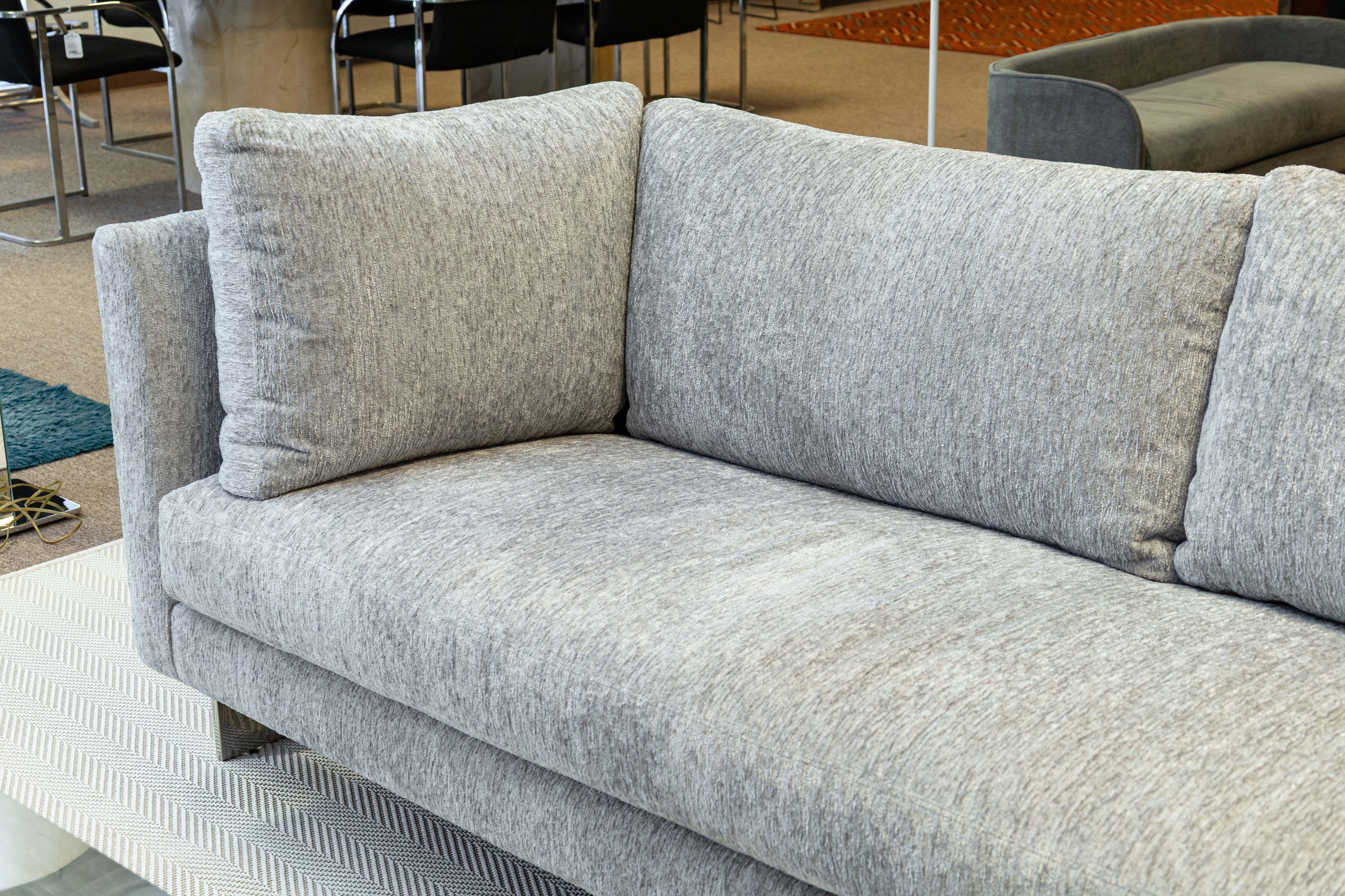 Modern Milo Baughman for Thayer Coggin Curved Chrome Floating Cantilever Sofa For Sale