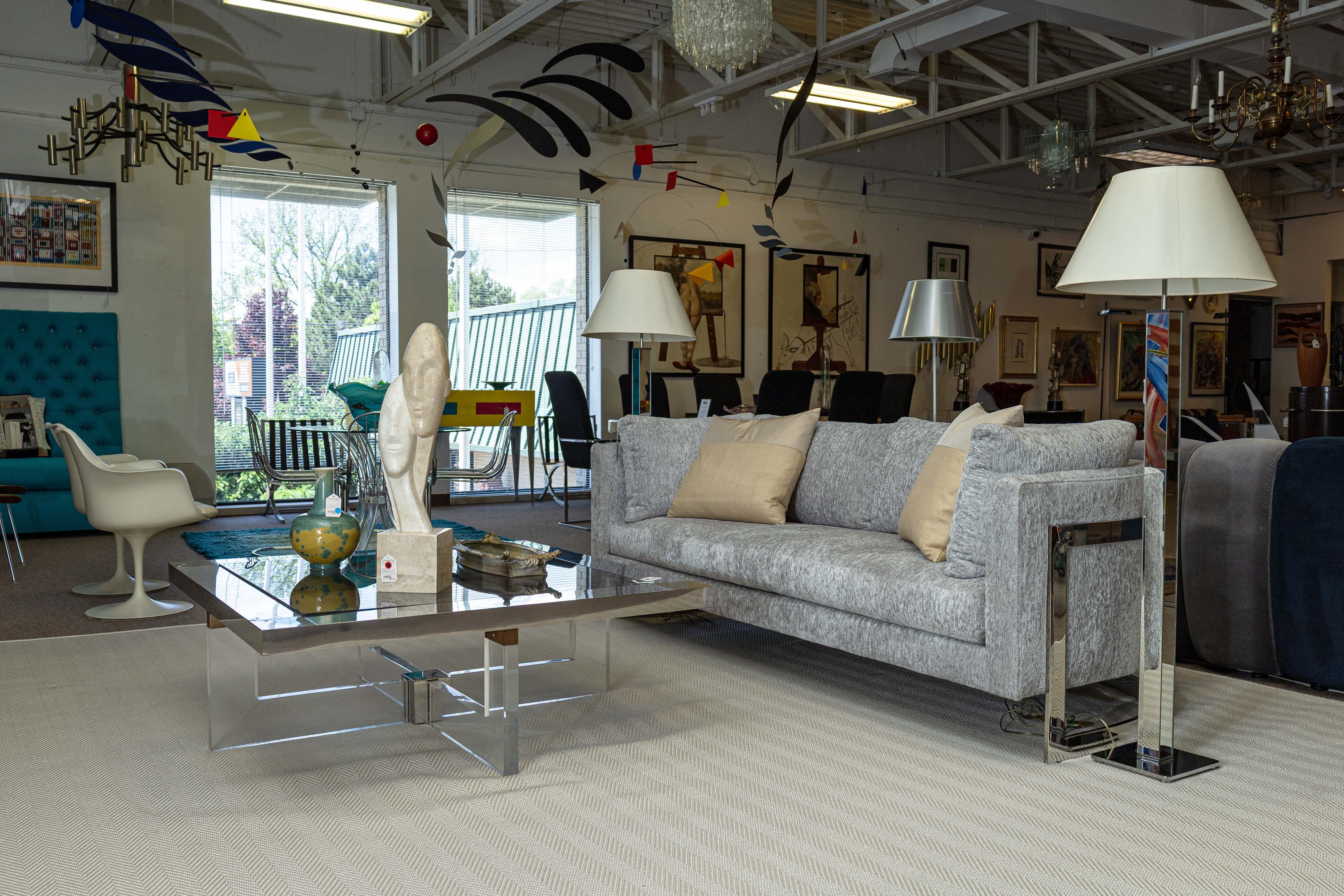 Milo Baughman for Thayer Coggin Curved Chrome Floating Cantilever Sofa For Sale 2