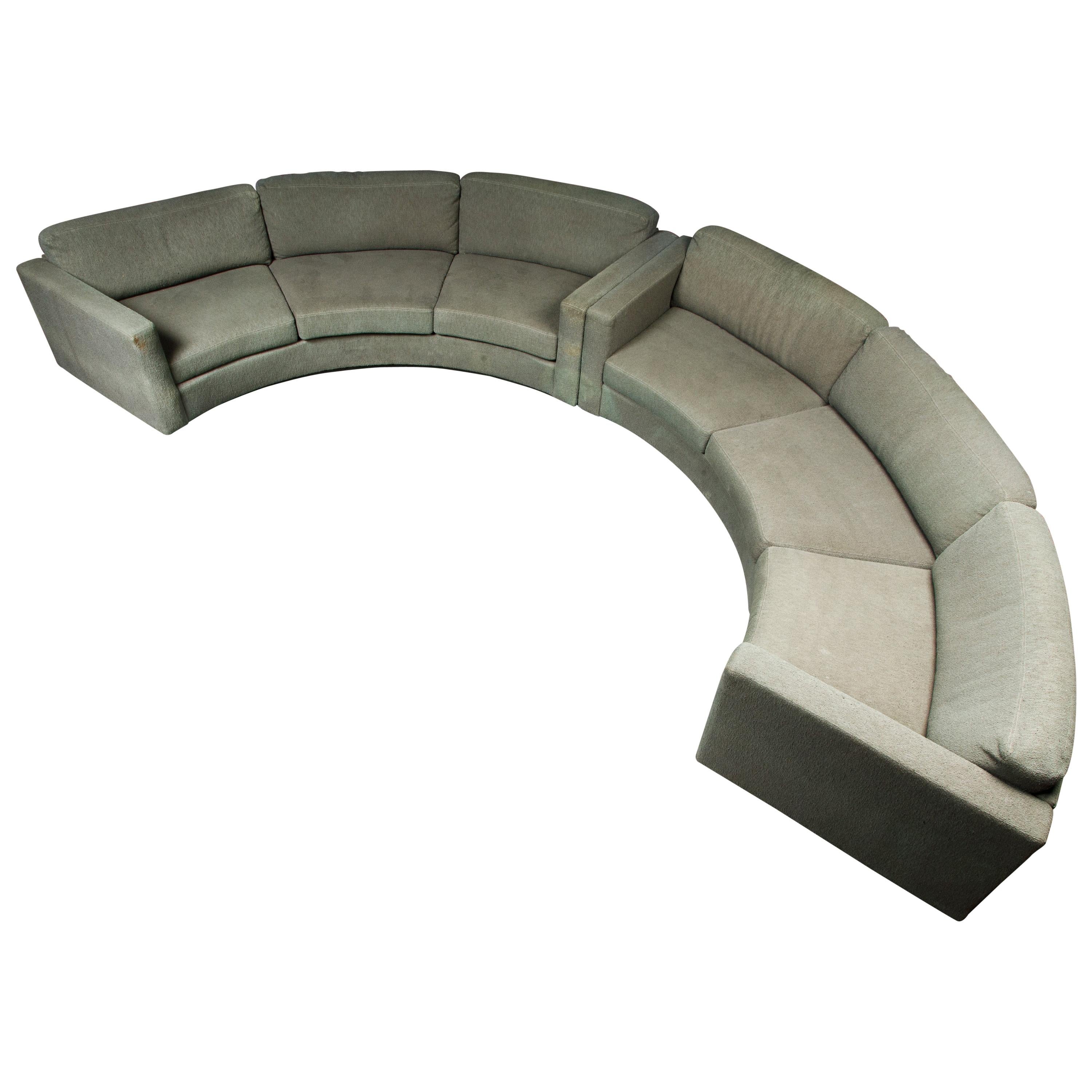 Milo Baughman for Thayer Coggin Curved Semi-Circle Sectional Sofa, Signed