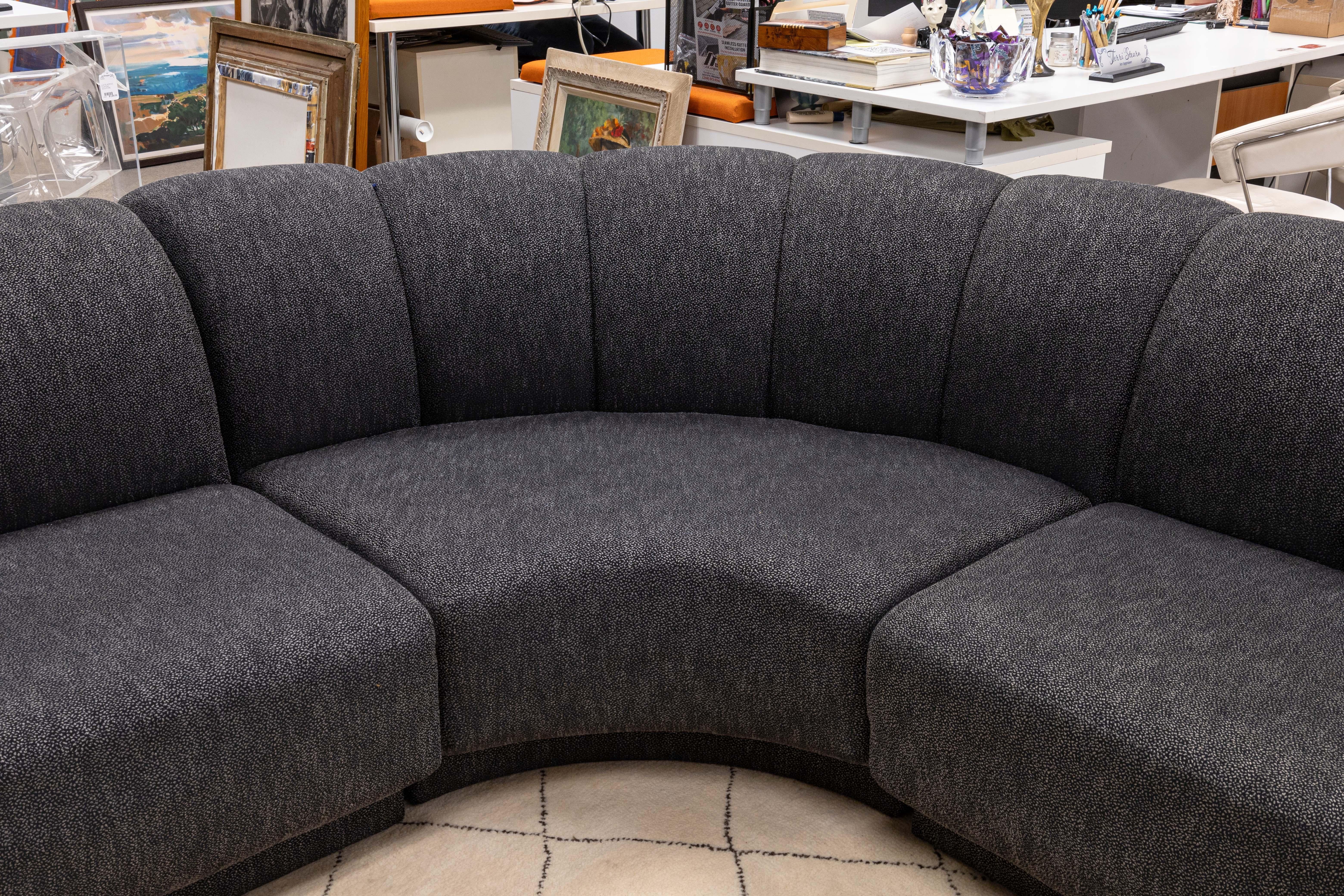 Modern Milo Baughman for Thayer Coggin Deep Grey Tufted 3pc Sectional Sofa with Chaise For Sale