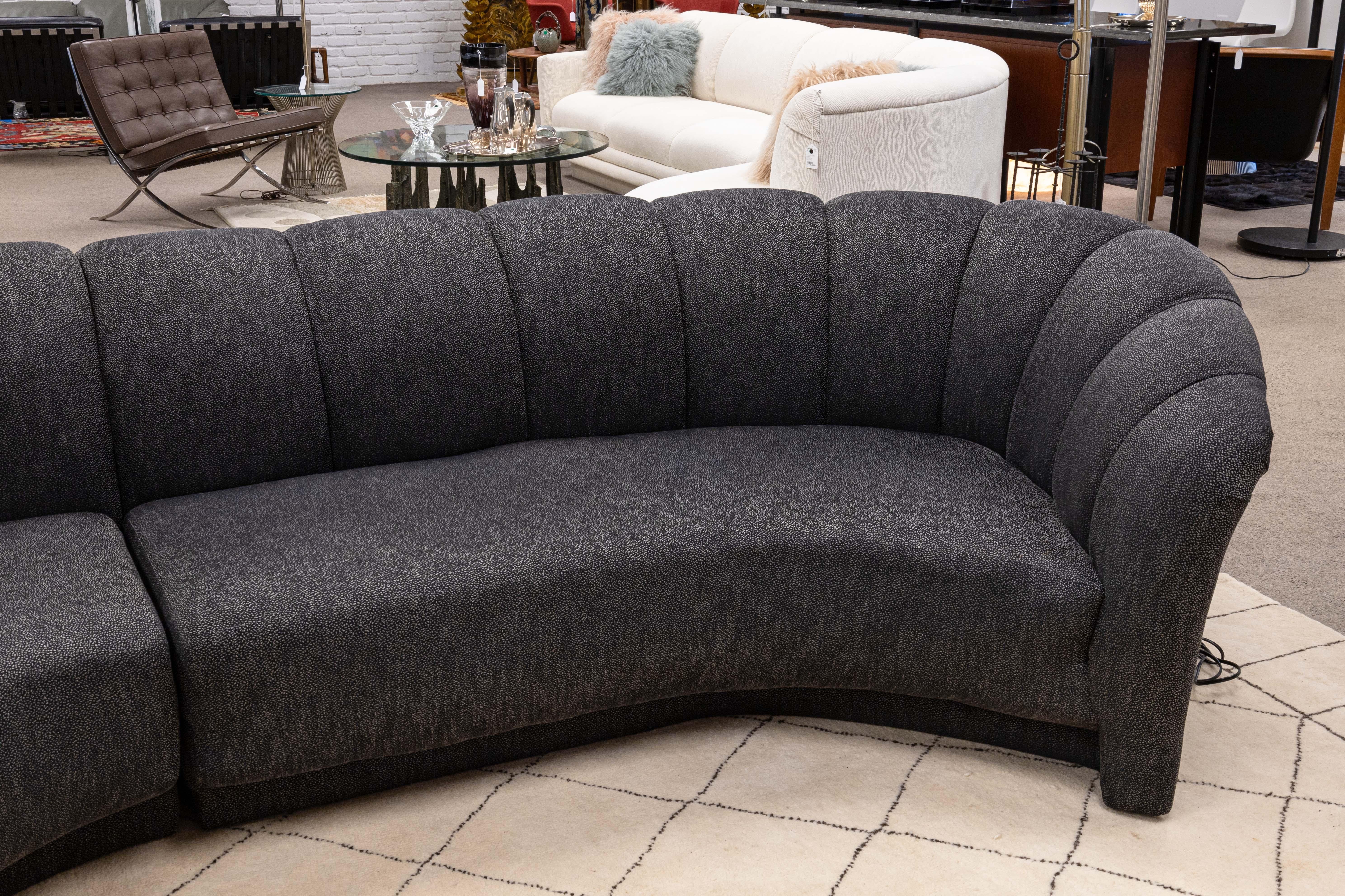 American Milo Baughman for Thayer Coggin Deep Grey Tufted 3pc Sectional Sofa with Chaise For Sale