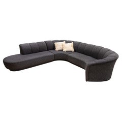 Milo Baughman für Thayer Coggin Deep Grey Tufted 3pc Sectional Sofa mit Chaise