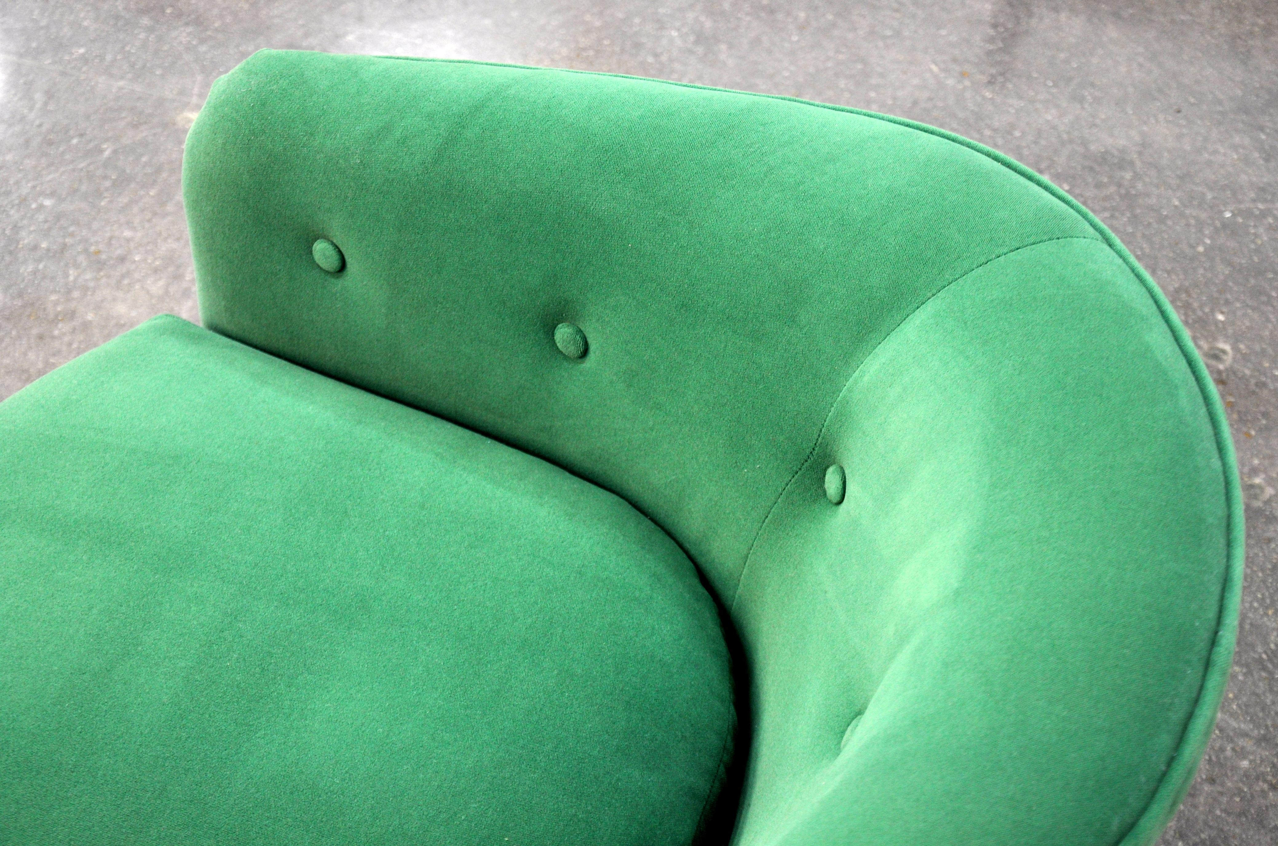 Milo Baughman for Thayer Coggin Emerald Green Velvet Swivel Lounge Chair 3