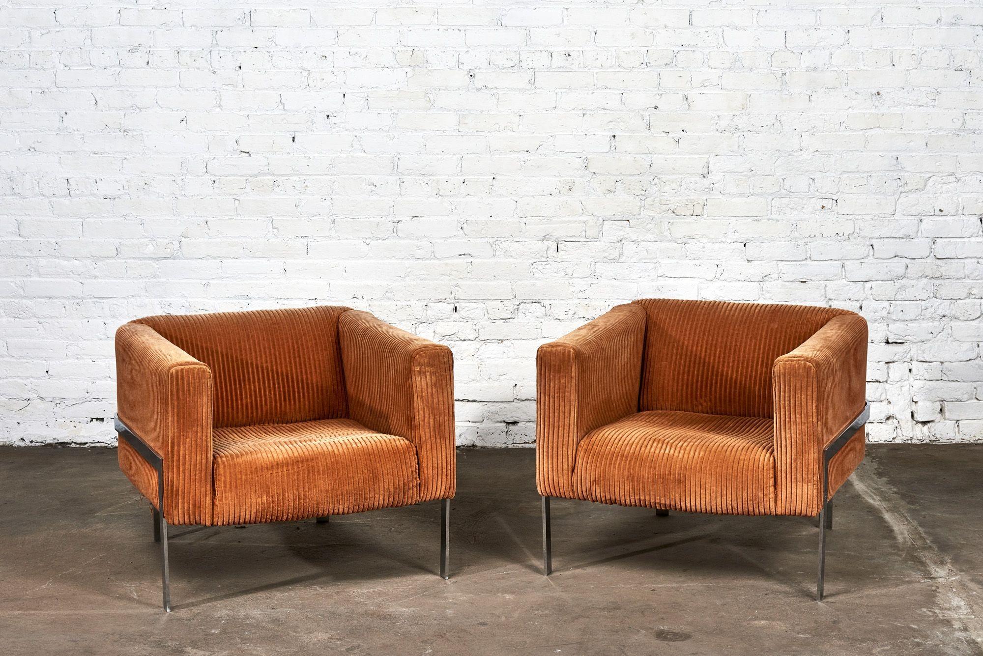 Milo Baughman for Thayer Coggin Flatbar Lounge Chairs, 1970 In Good Condition For Sale In Chicago, IL