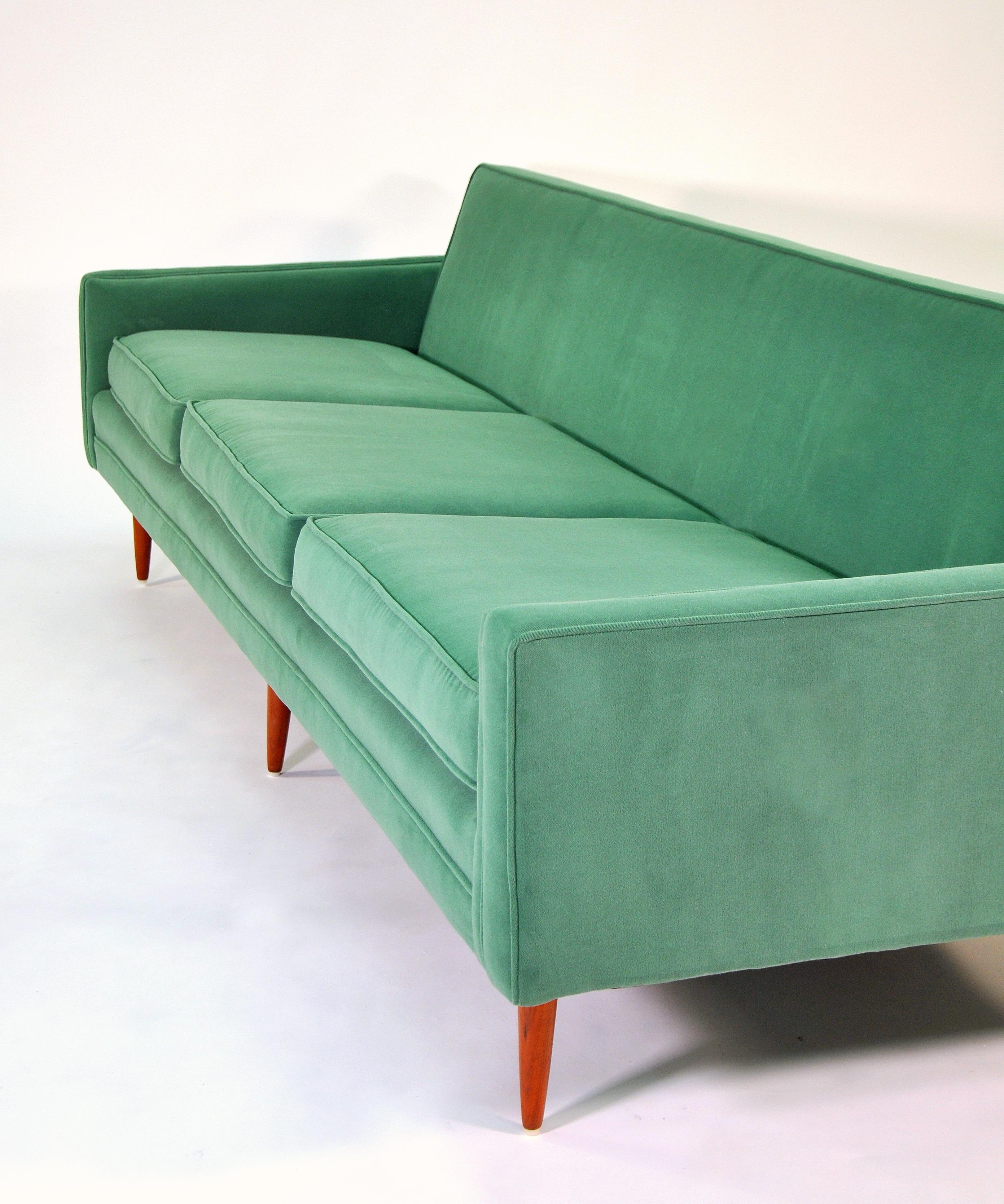 Milo Baughman for Thayer Coggin Green Velvet Sofa 3