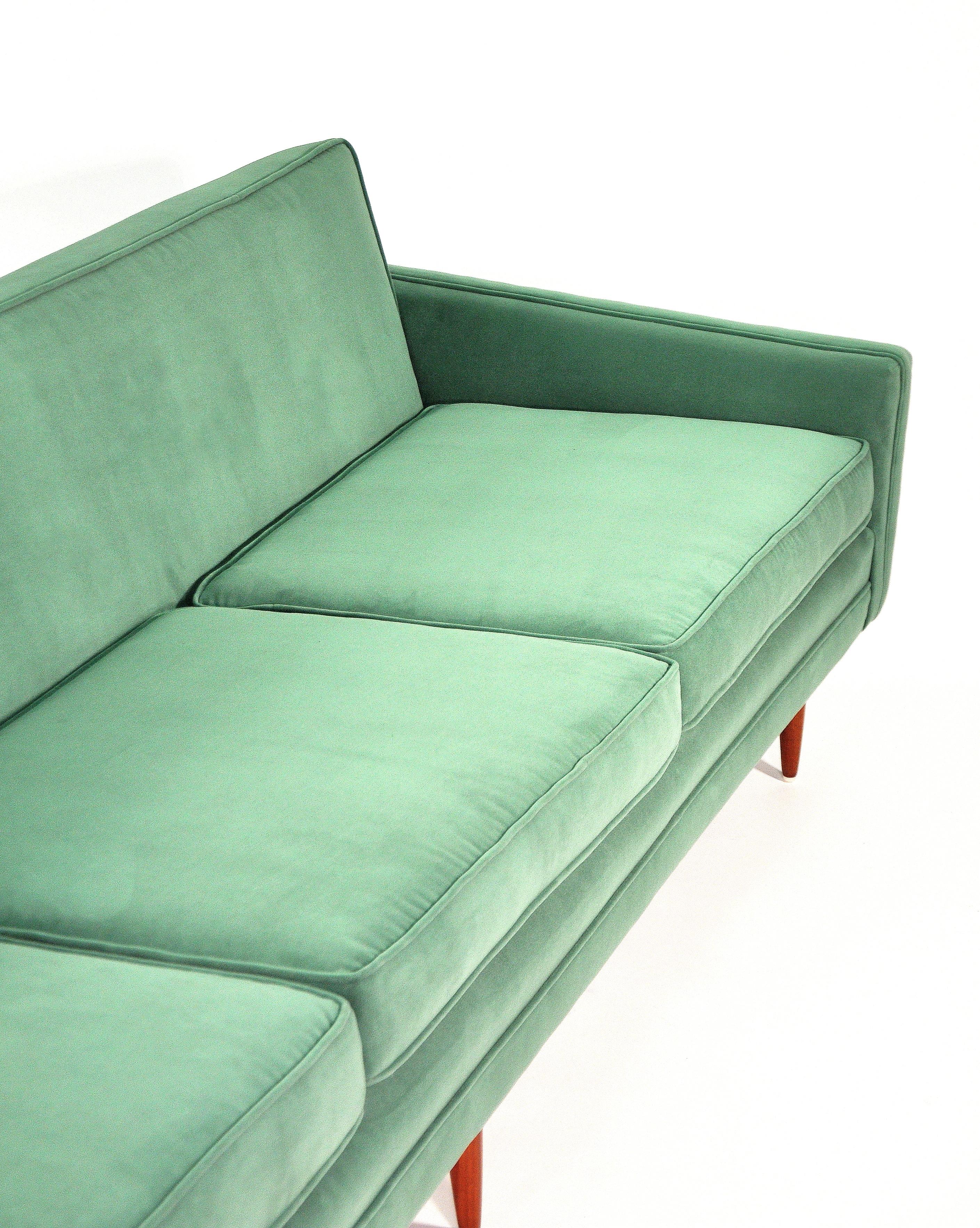 Milo Baughman for Thayer Coggin Green Velvet Sofa 4