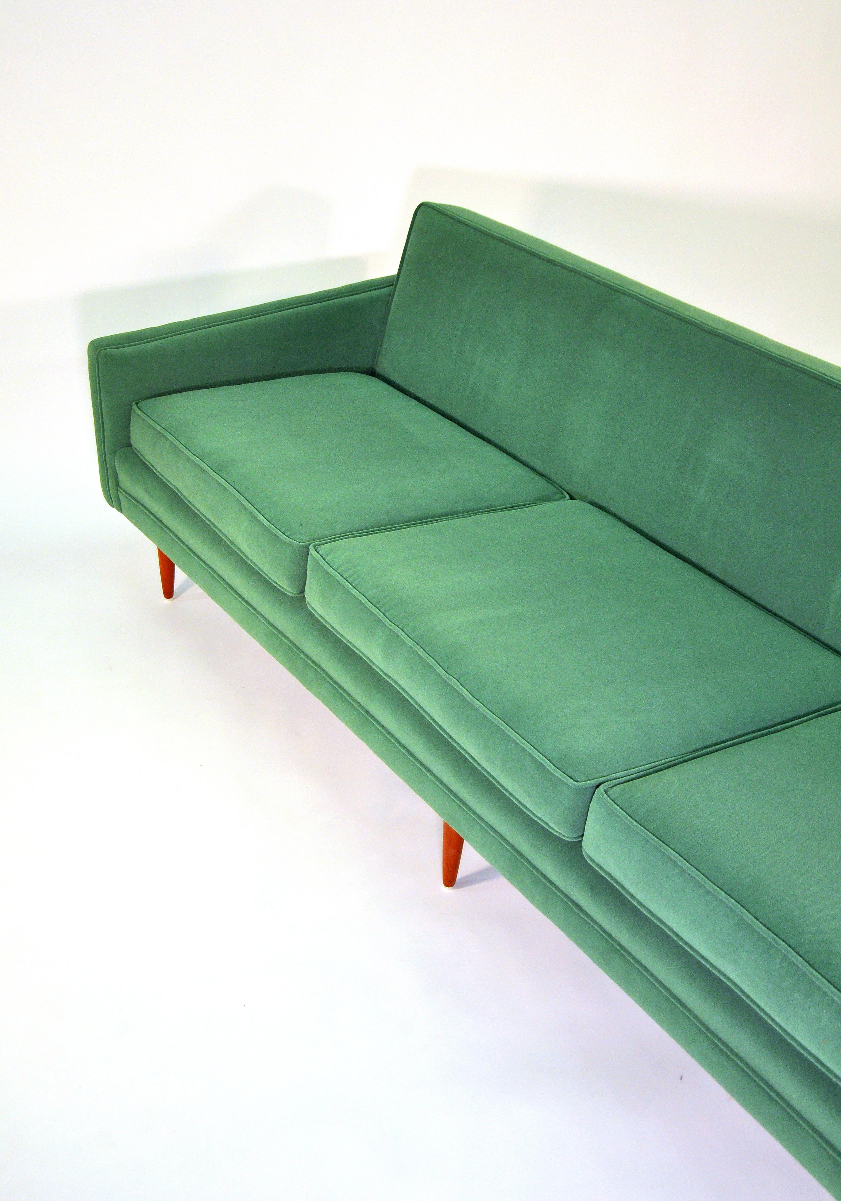 Milo Baughman for Thayer Coggin Green Velvet Sofa 7
