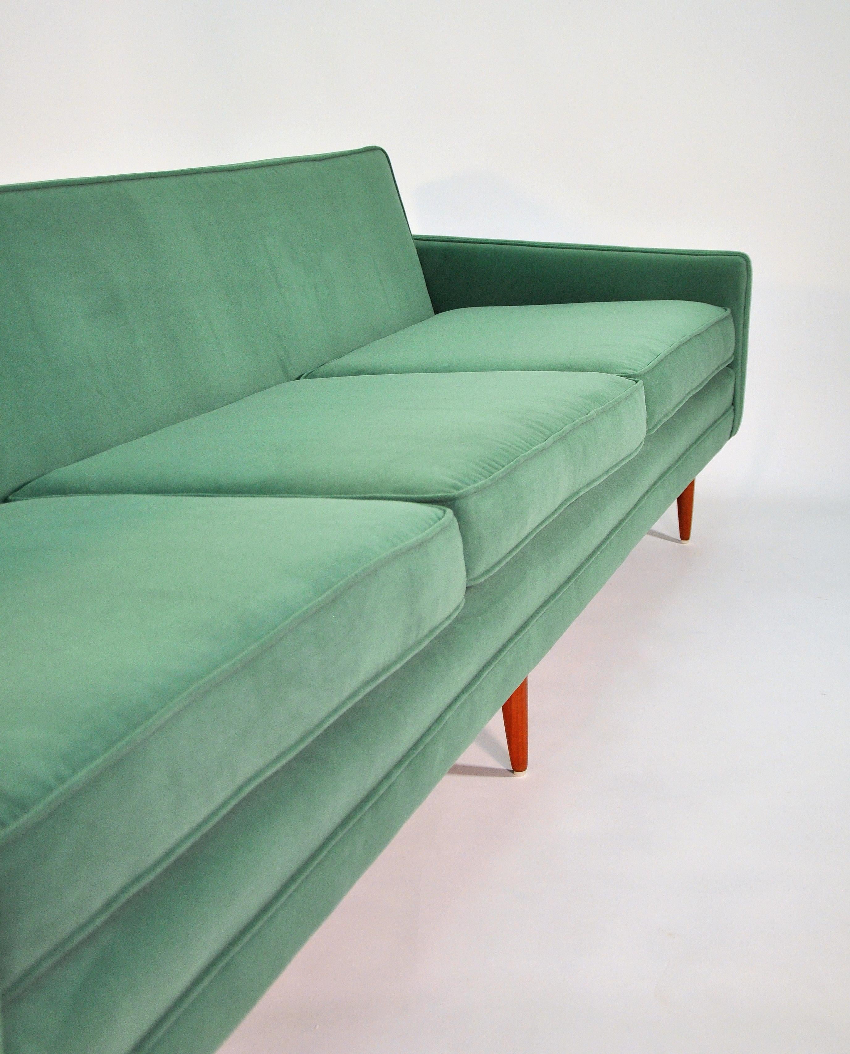 Milo Baughman for Thayer Coggin Green Velvet Sofa 11