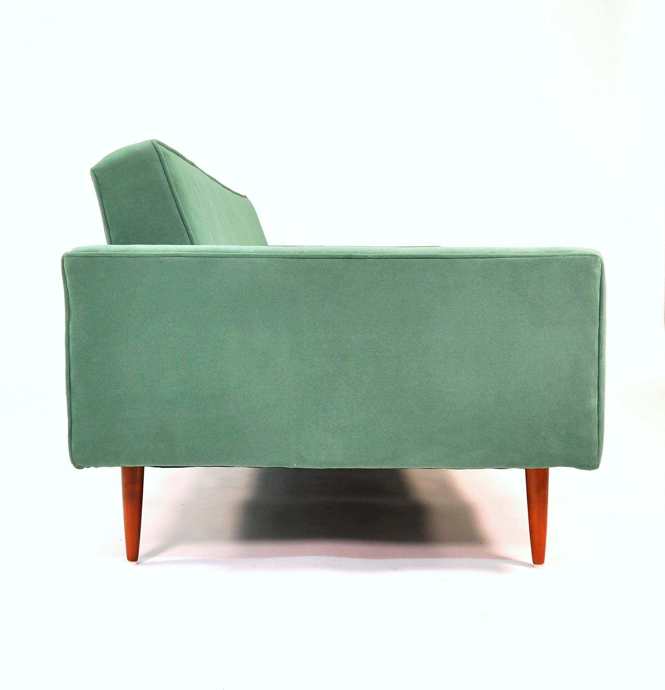 American Milo Baughman for Thayer Coggin Green Velvet Sofa
