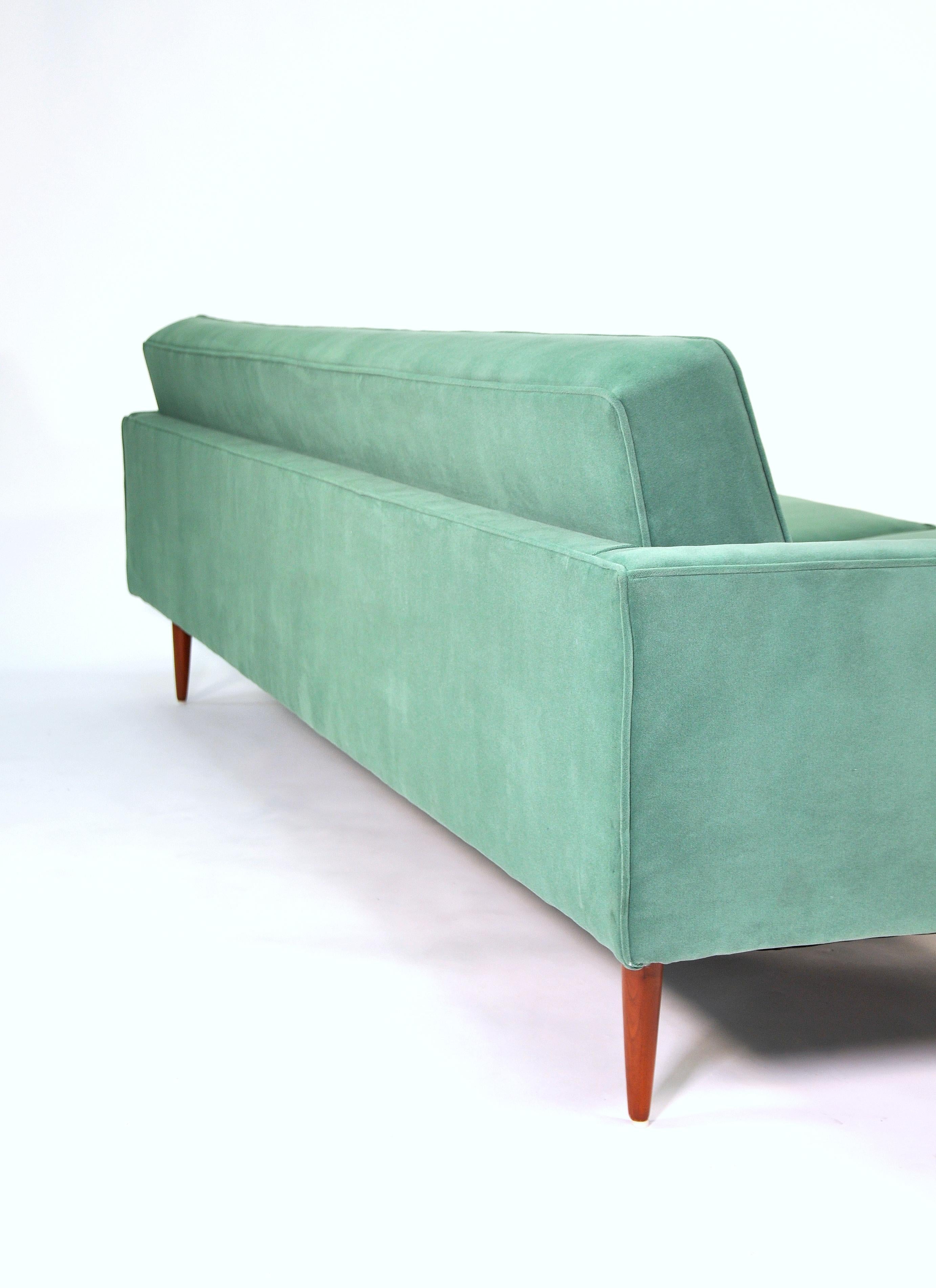 Milo Baughman for Thayer Coggin Green Velvet Sofa In Excellent Condition In Miami, FL