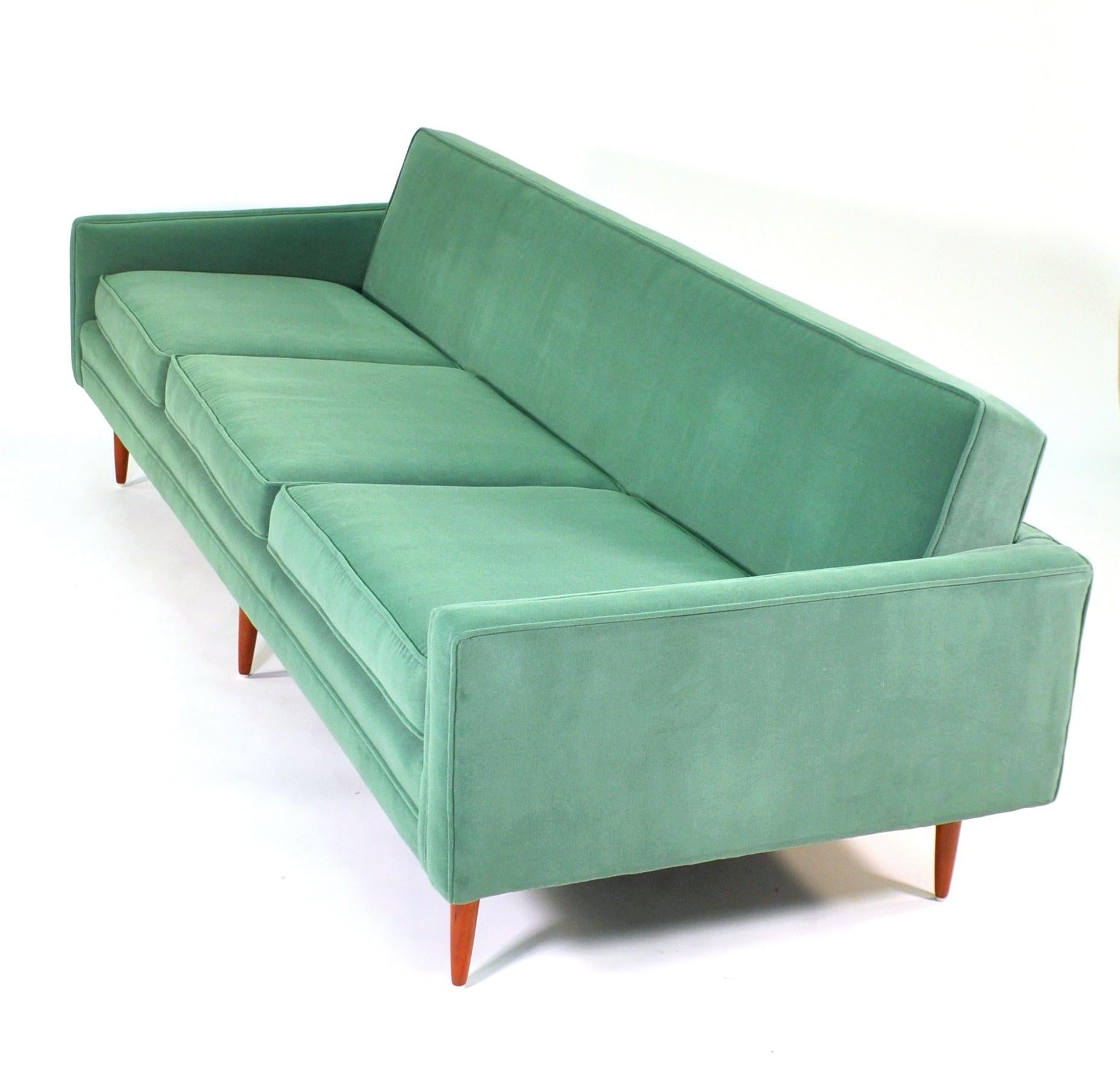 Milo Baughman for Thayer Coggin Green Velvet Sofa 2