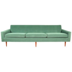 Milo Baughman for Thayer Coggin Green Velvet Sofa