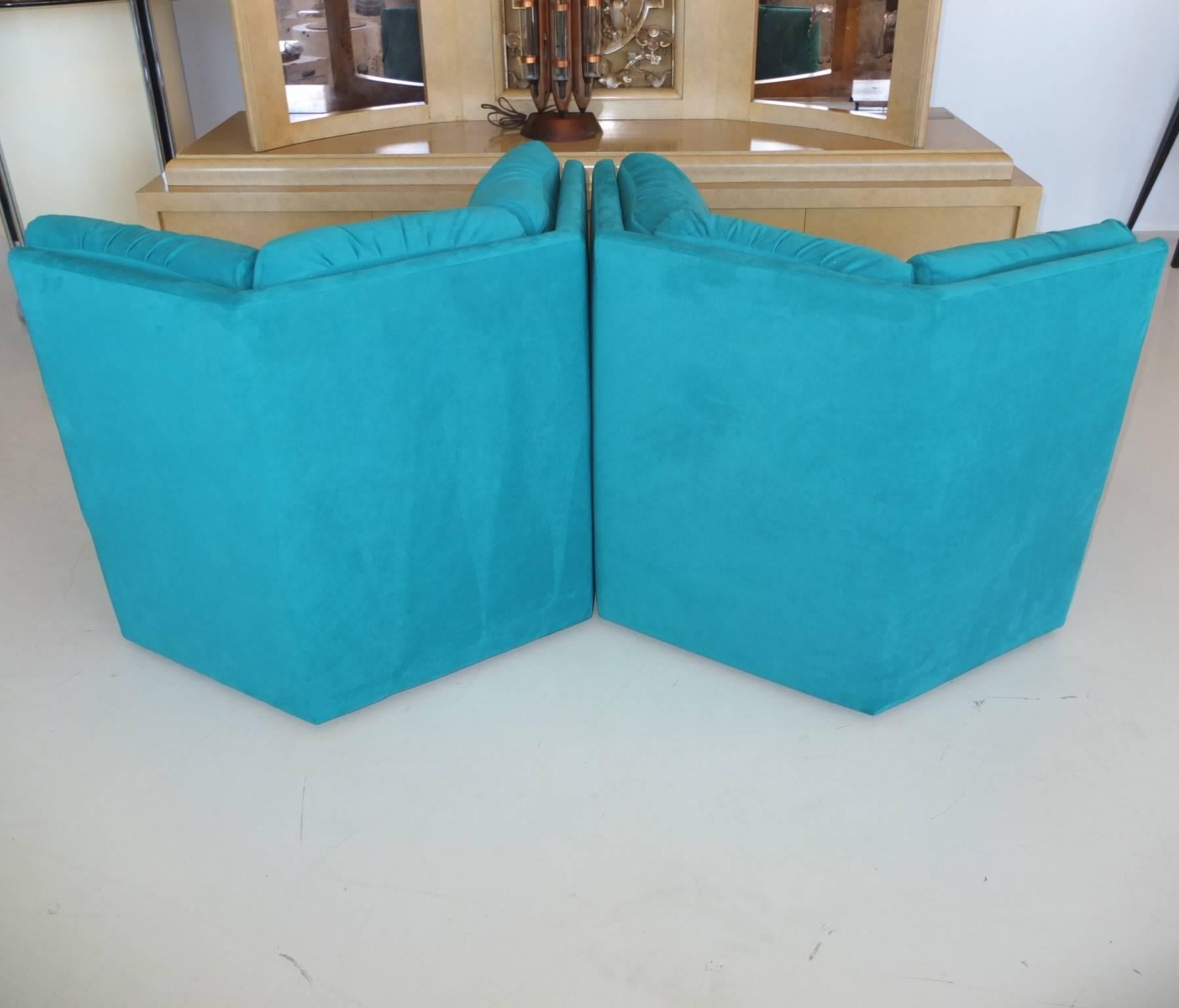 Upholstery Milo Baughman for Thayer Coggin Hexagonal Swivel Lounge Chairs (3 available)