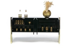 Milo Baughman for Thayer Coggin Lacquer and Brass Credenza